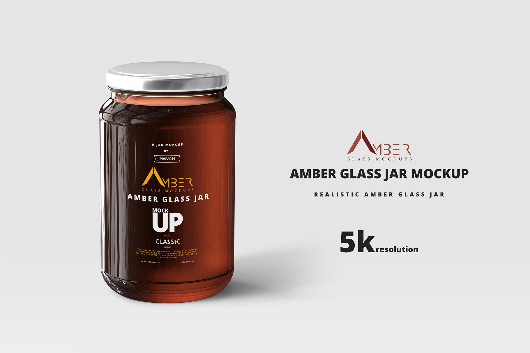 蜂蜜罐头LOGO标签设计提案玻璃瓶展示样机PSD智能贴图模板 Amber Glass Jar Mockup插图4