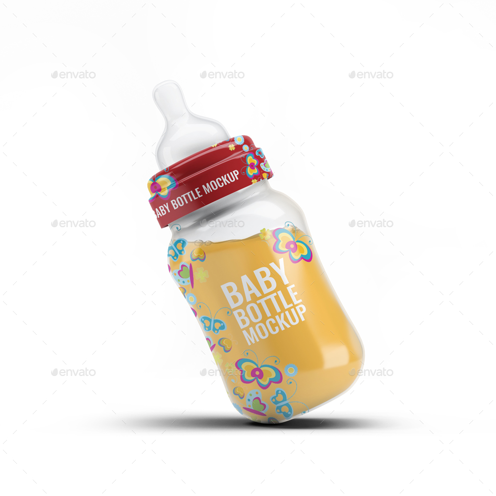 可爱的婴儿宝宝奶瓶水杯展示模型 Baby Bottle Mock-Up插图1