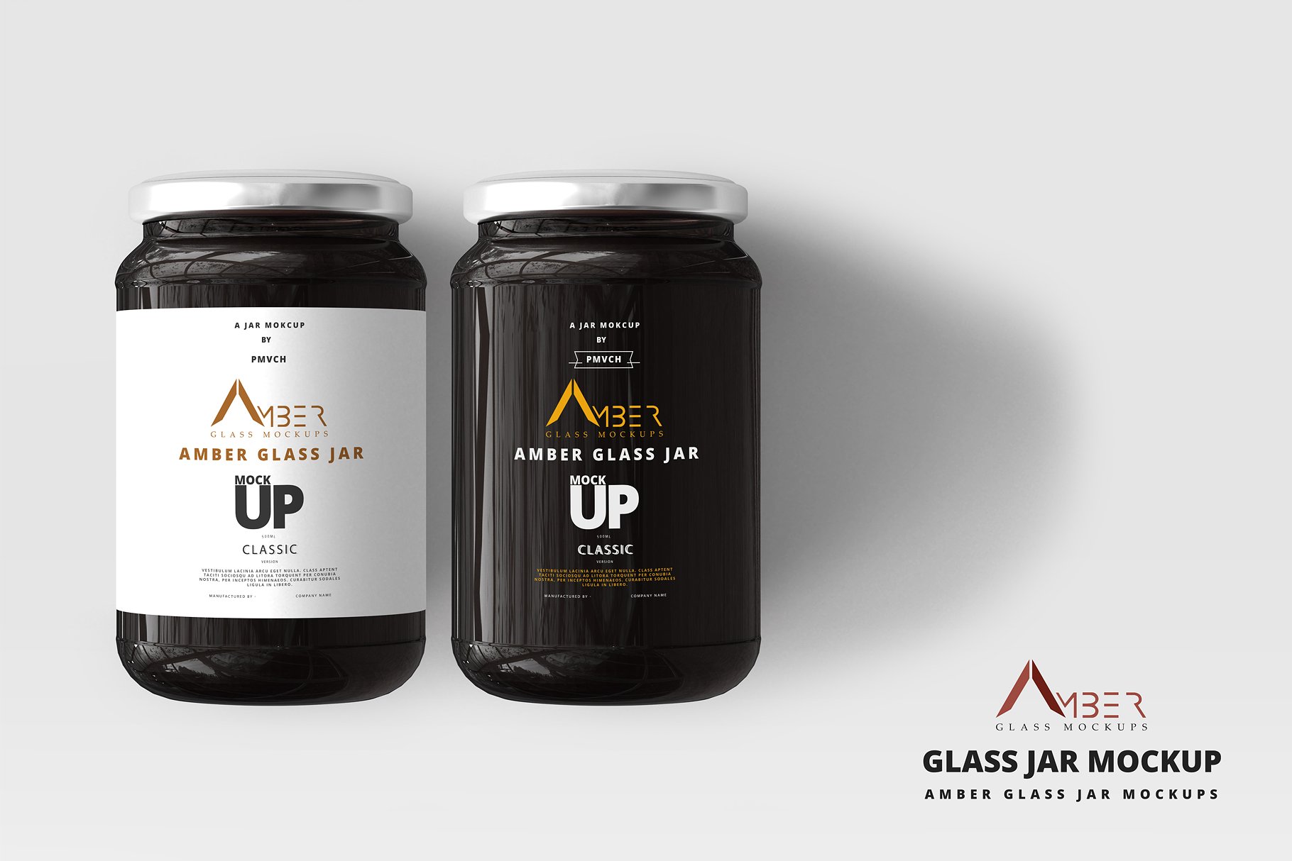 蜂蜜罐头LOGO标签设计提案玻璃瓶展示样机PSD智能贴图模板 Amber Glass Jar Mockup插图2