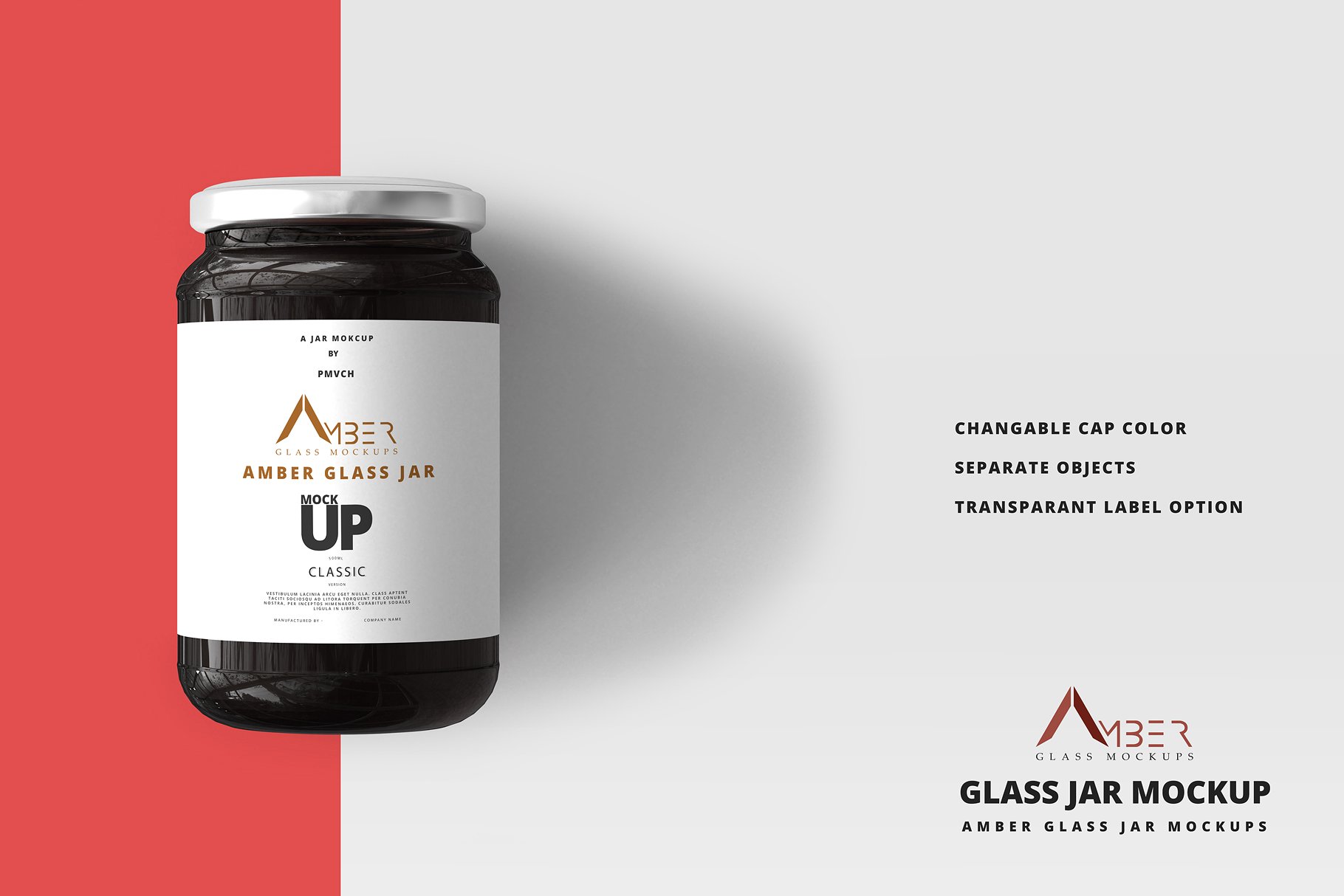 蜂蜜罐头LOGO标签设计提案玻璃瓶展示样机PSD智能贴图模板 Amber Glass Jar Mockup插图5