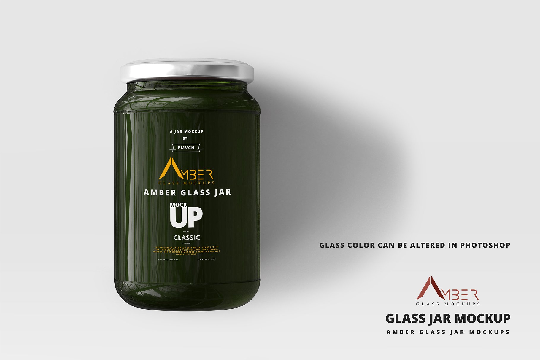 蜂蜜罐头LOGO标签设计提案玻璃瓶展示样机PSD智能贴图模板 Amber Glass Jar Mockup插图6