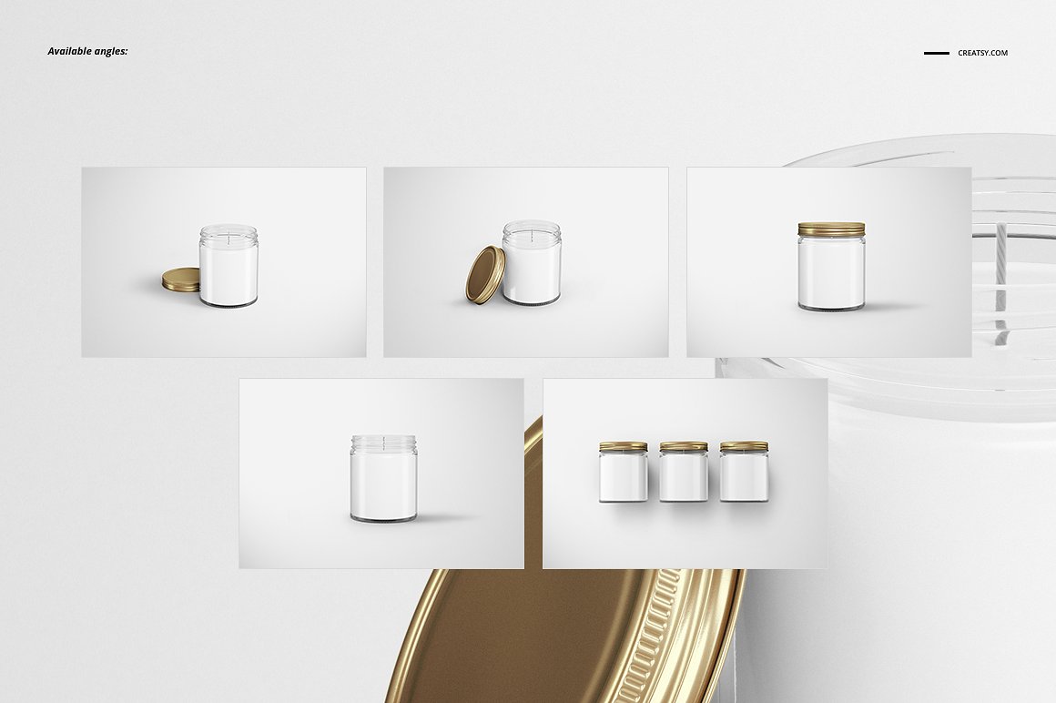 精致的蜡烛香薰玻璃杯包装设计展示样机品牌PSD智能贴图 Jar Candle Mockup Set插图2