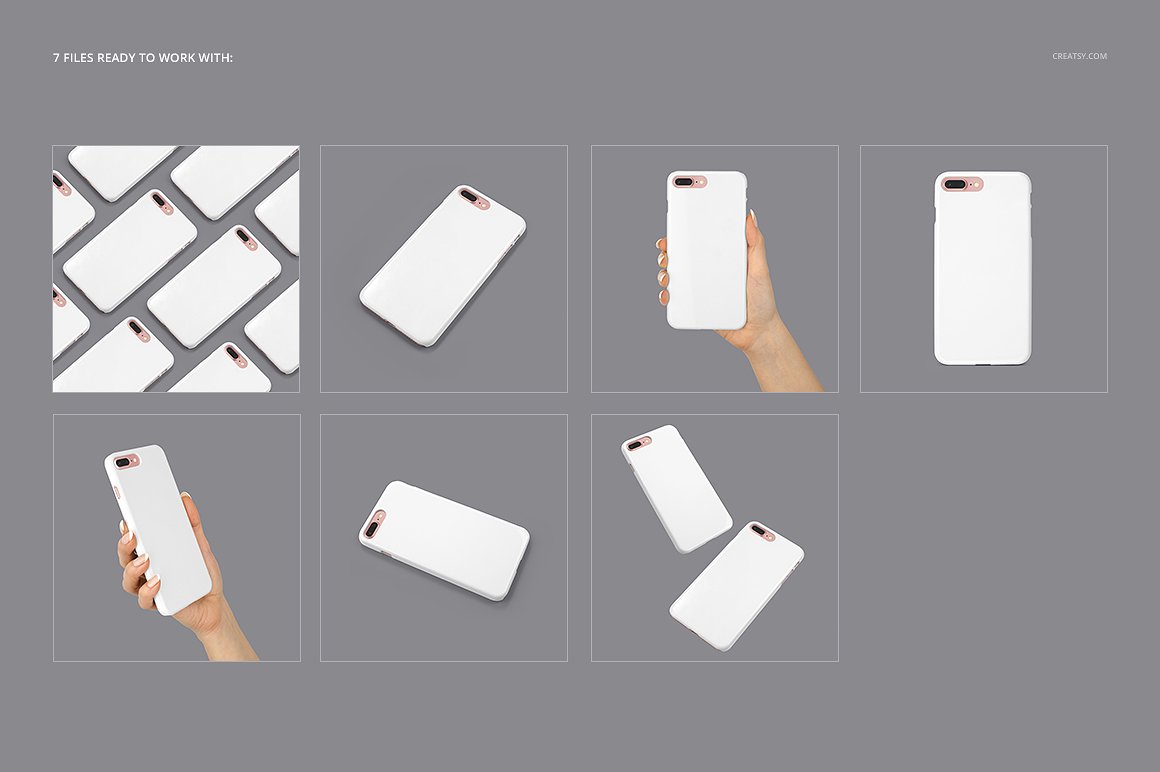 iPhone 7 Plus塑料手机壳设计展示样机 iPhone 7+ Plastic Case Mockup Set插图2