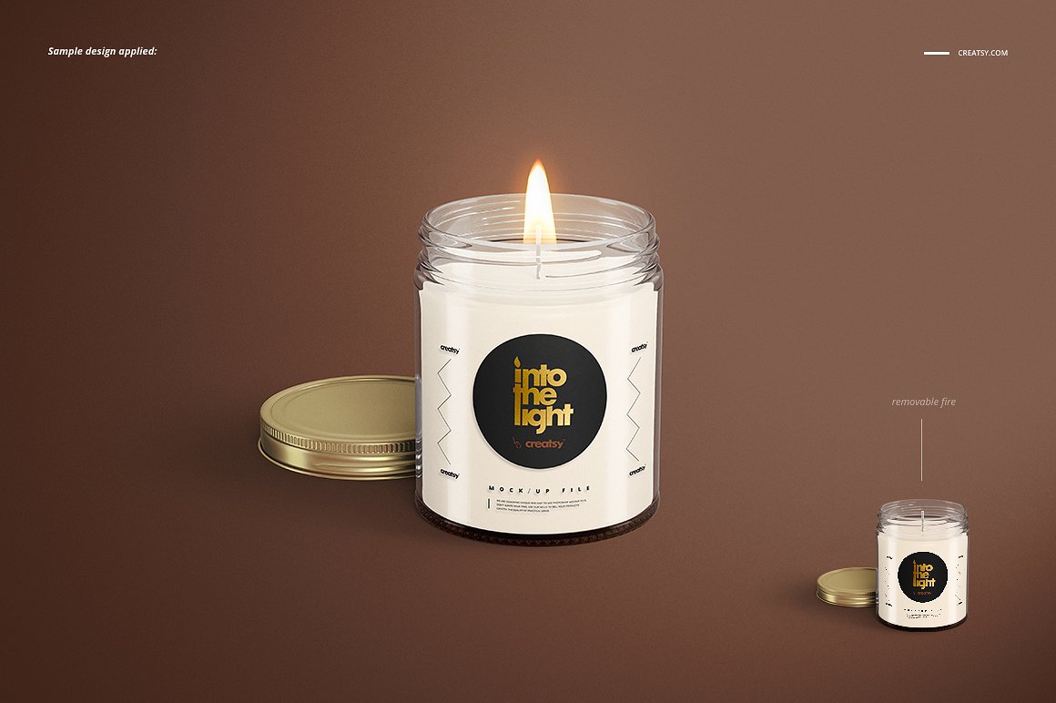 精致的蜡烛香薰玻璃杯包装设计展示样机品牌PSD智能贴图 Jar Candle Mockup Set插图3