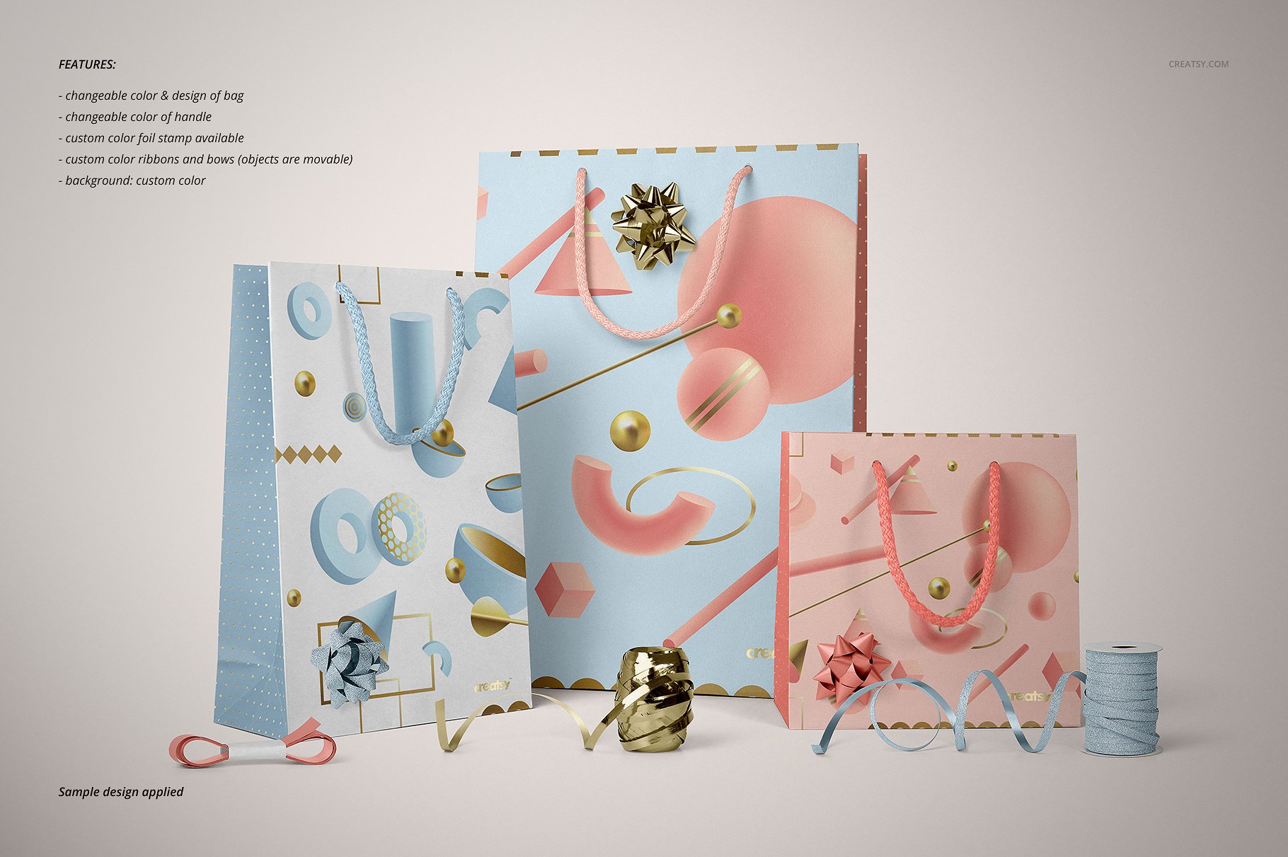 商场购物手提袋样机品牌设计提案PSD智能贴图模板 Paper Bags Mockup (gifting edition)插图18
