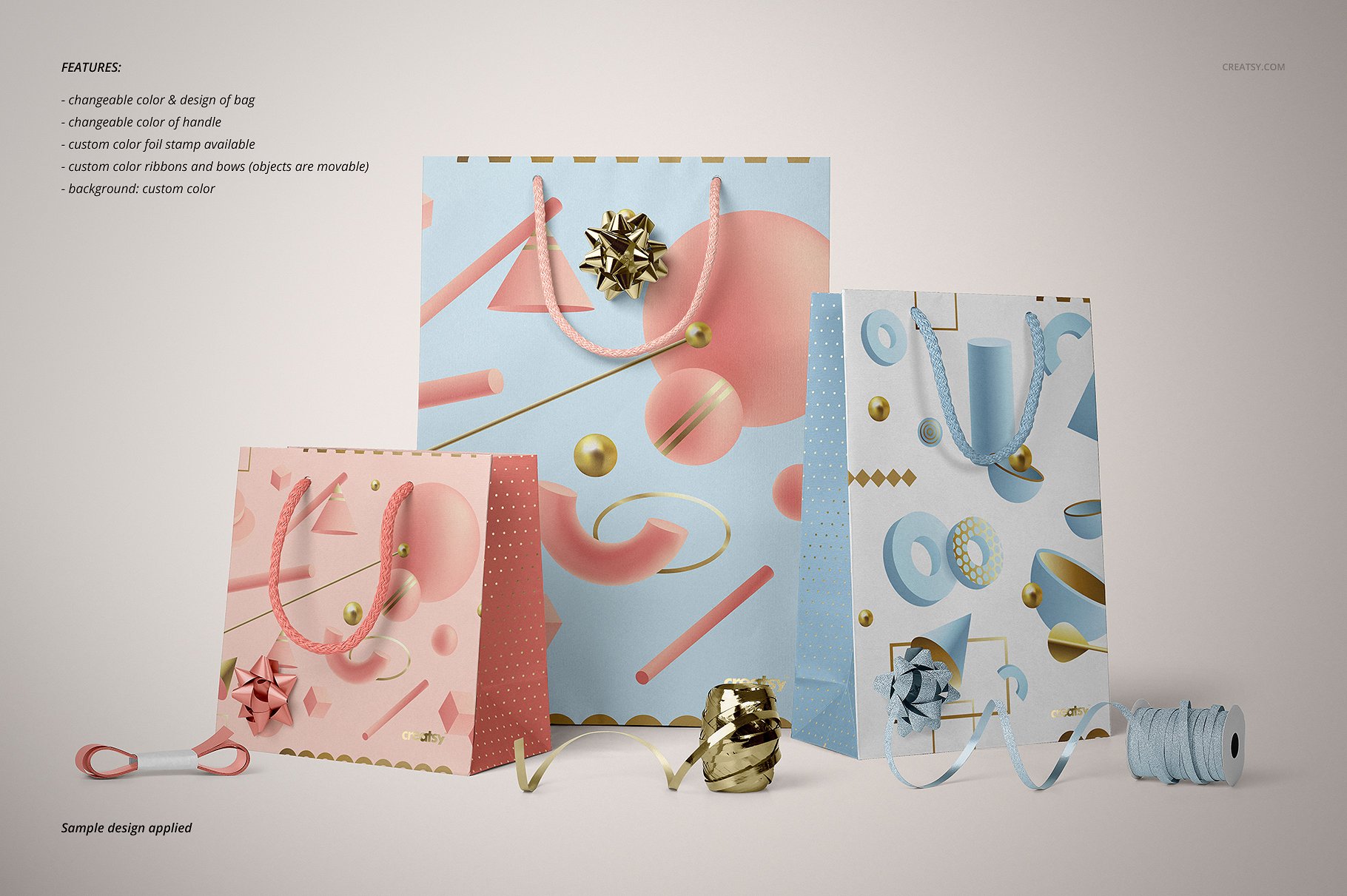 商场购物手提袋样机品牌设计提案PSD智能贴图模板 Paper Bags Mockup (gifting edition)插图19