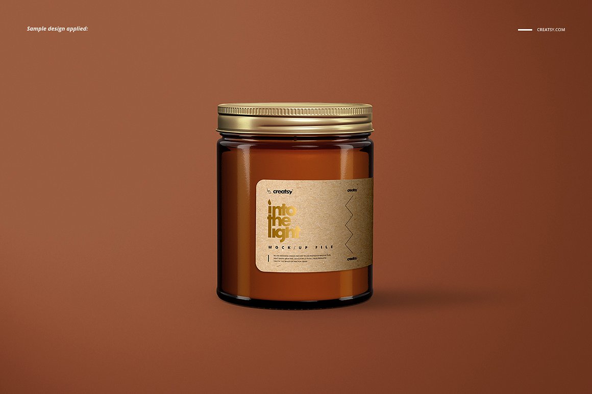 棕色琥珀罐玻璃杯蜡烛香薰包装设计展示样机套装 Amber Jar Candle Mockup Set插图4
