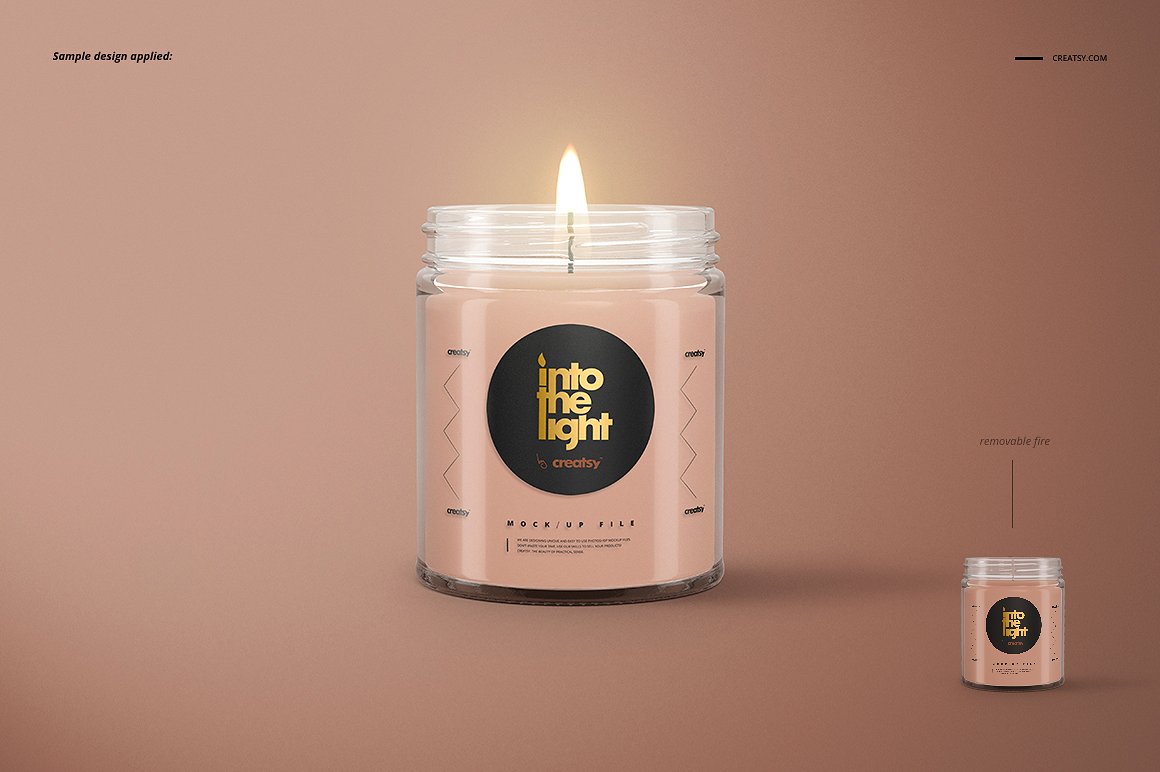精致的蜡烛香薰玻璃杯包装设计展示样机品牌PSD智能贴图 Jar Candle Mockup Set插图6