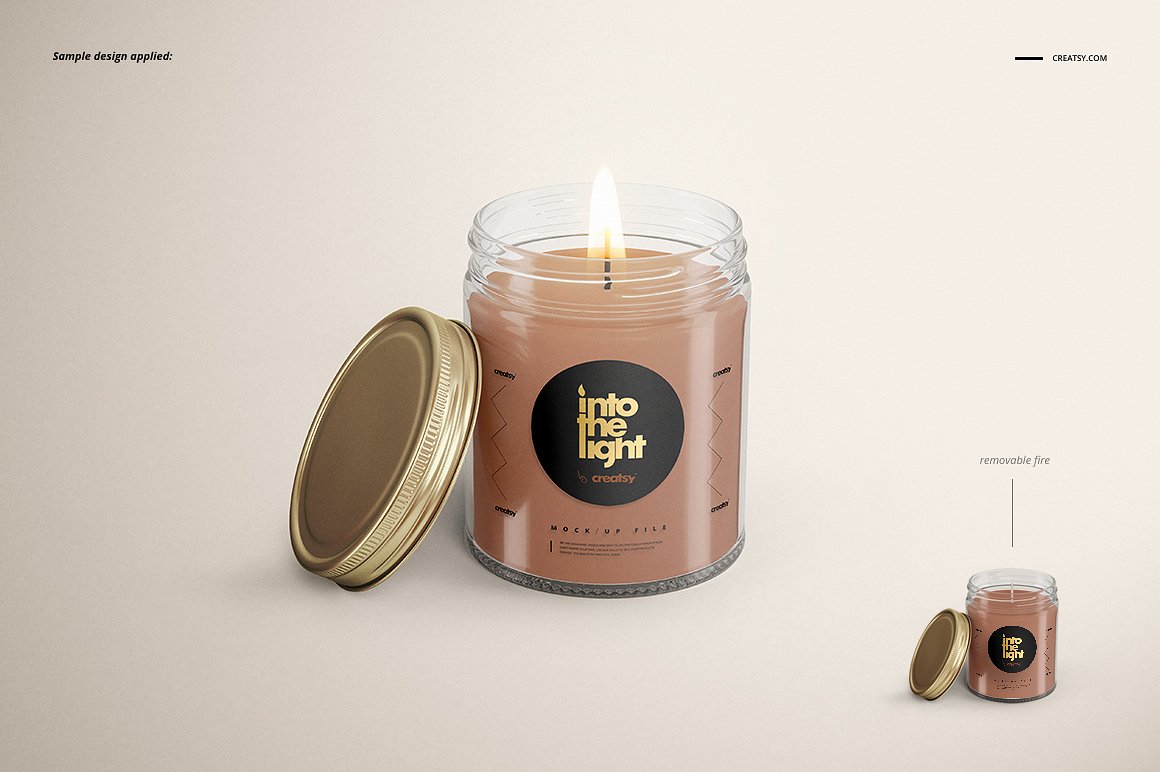 精致的蜡烛香薰玻璃杯包装设计展示样机品牌PSD智能贴图 Jar Candle Mockup Set插图7