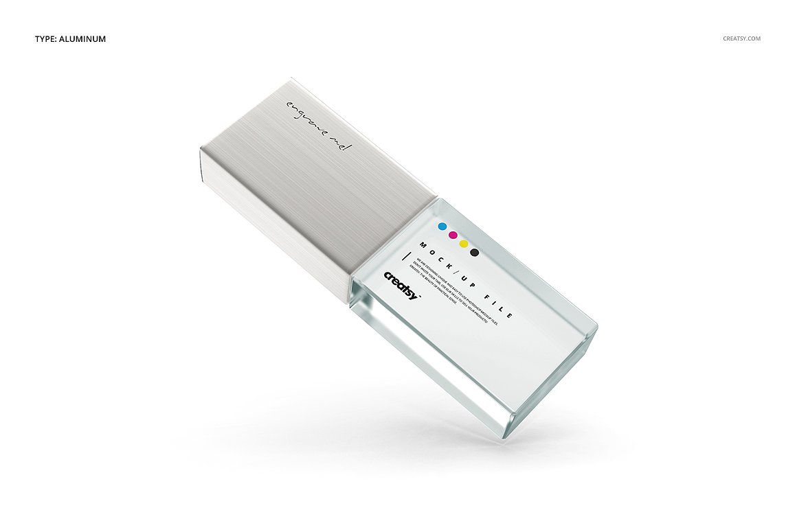 品牌设计提案办公文创优盘展示样机PSD智能贴图模板 Acrylic USB Drive Mockup Set插图4