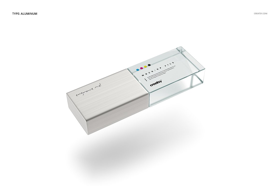 品牌设计提案办公文创优盘展示样机PSD智能贴图模板 Acrylic USB Drive Mockup Set插图6