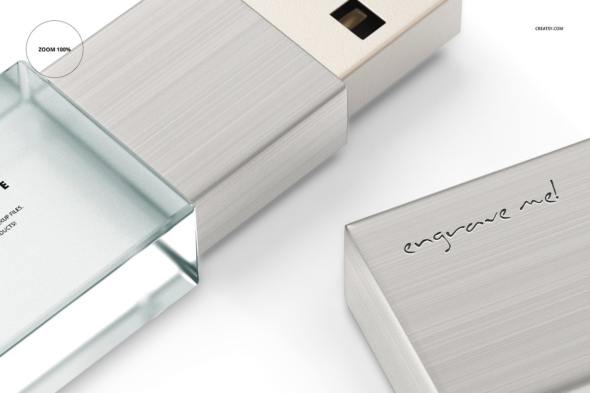 品牌设计提案办公文创优盘展示样机PSD智能贴图模板 Acrylic USB Drive Mockup Set插图13