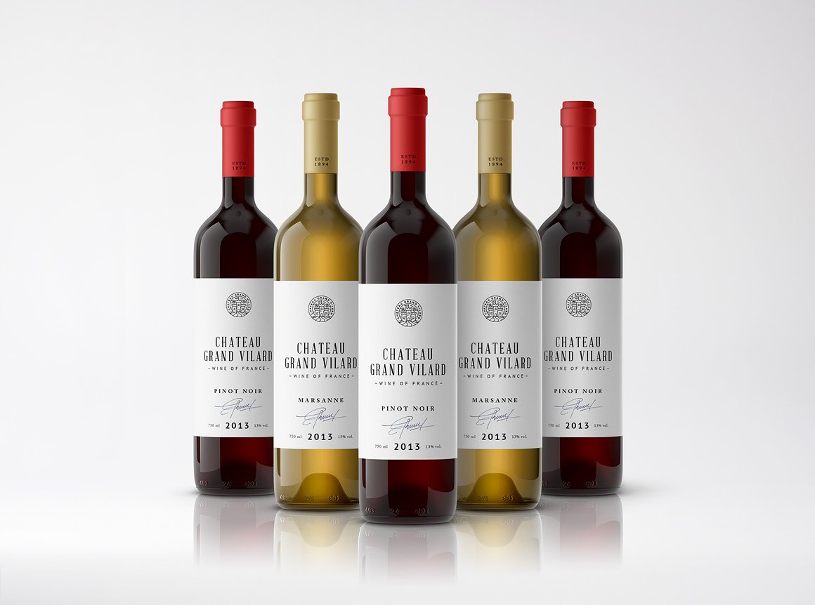 高端葡萄酒瓶贴品牌设计提案展示样机 Wine Packaging Mockups插图7