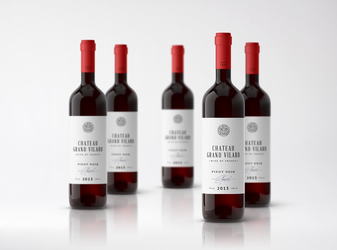 高端葡萄酒瓶贴品牌设计提案展示样机 Wine Packaging Mockups插图8
