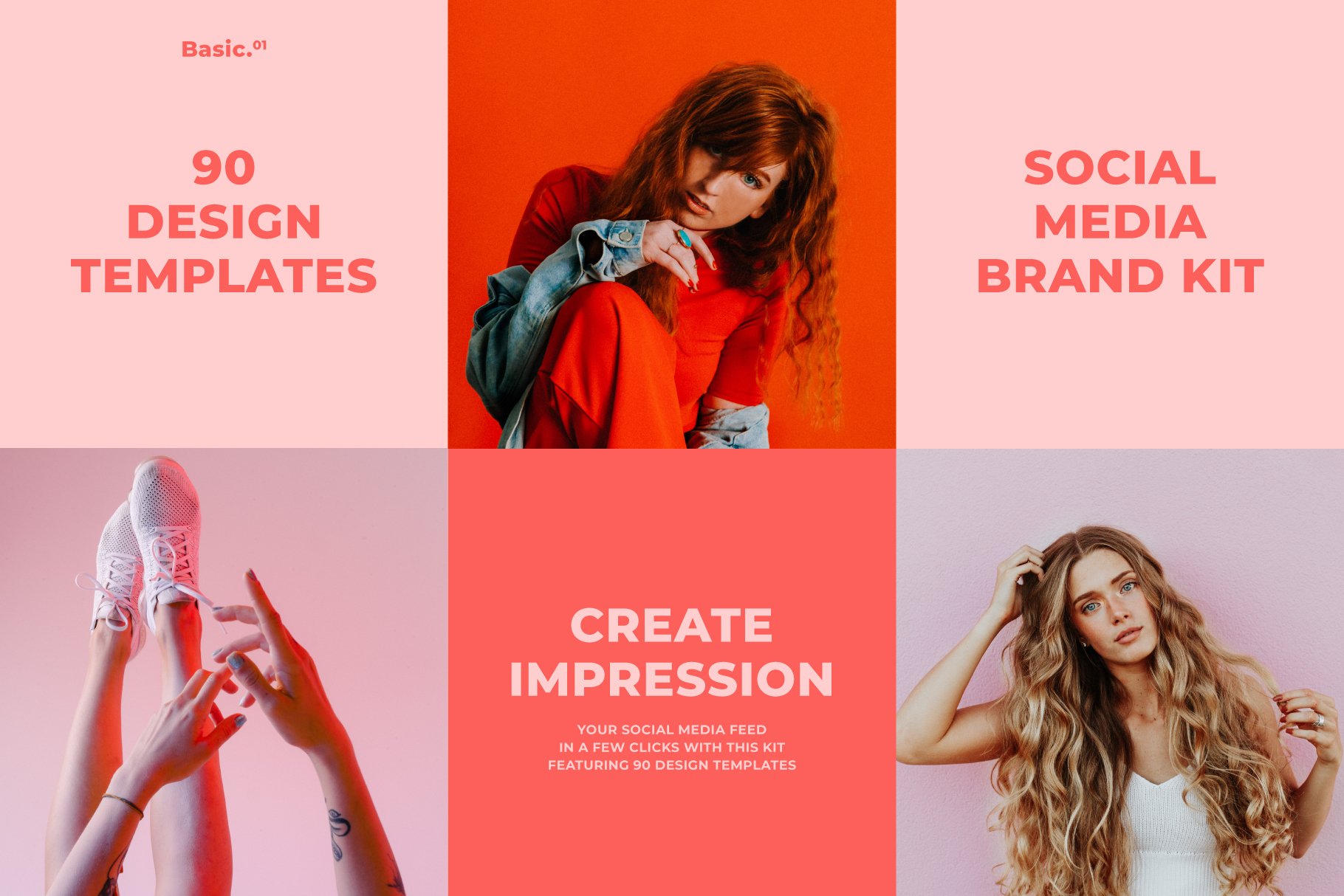 现代多彩服装品牌电商营销广告图文排版Instagram模板 BASIC-Social Media Kit插图1