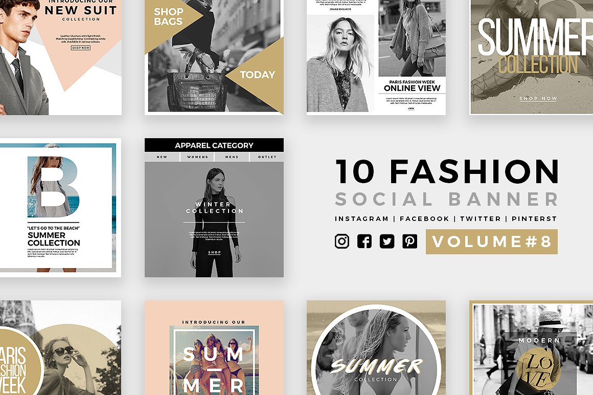 极简服装品牌电商营销广告PSD海报Instagram模板 Stylish – 100 Social Media Templates插图7