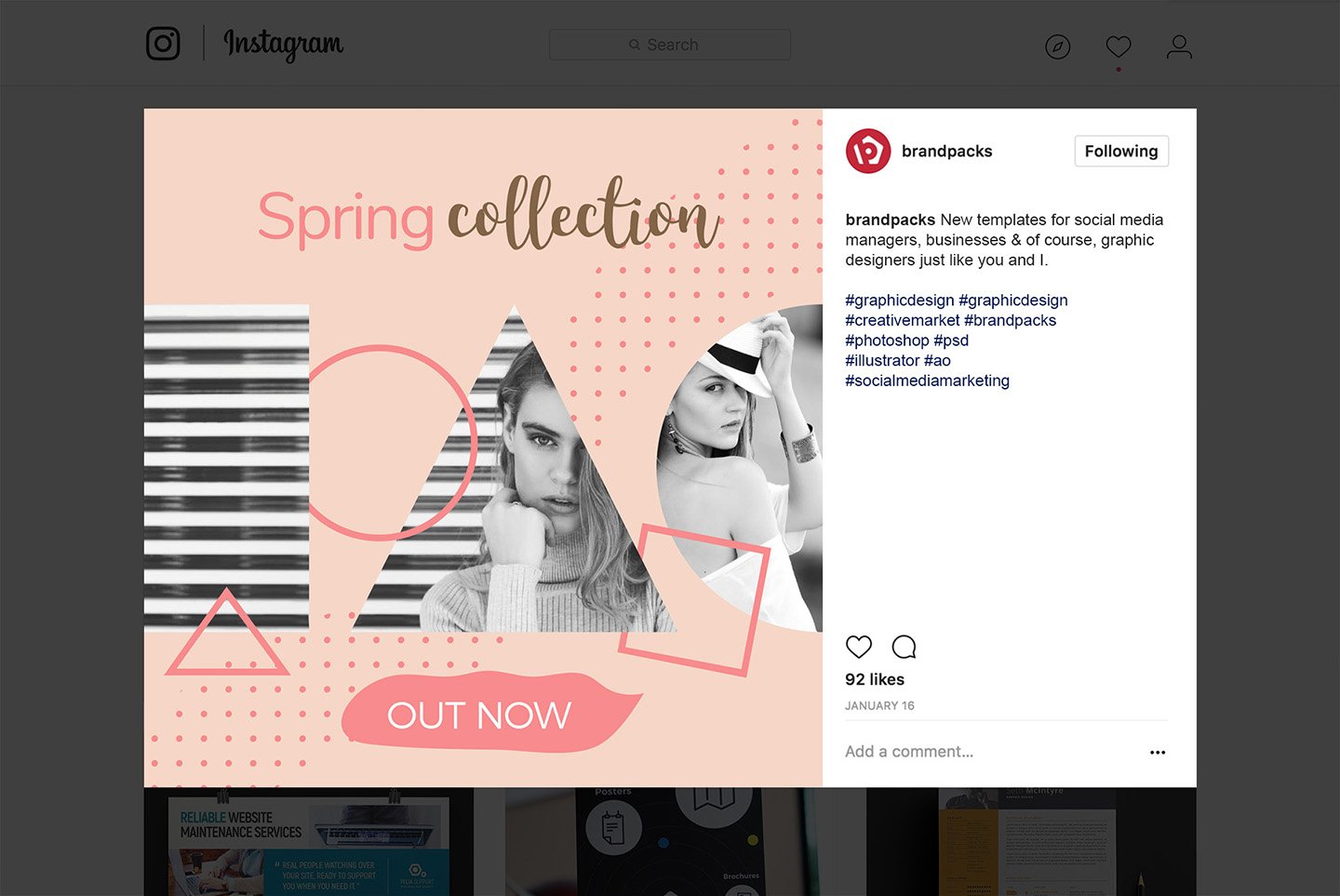 粉色系女性化妆品服装电商营销海报Instagram模板 Social Media Templates Pack Vol.5插图13