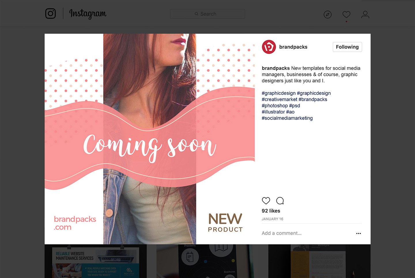粉色系女性化妆品服装电商营销海报Instagram模板 Social Media Templates Pack Vol.5插图12