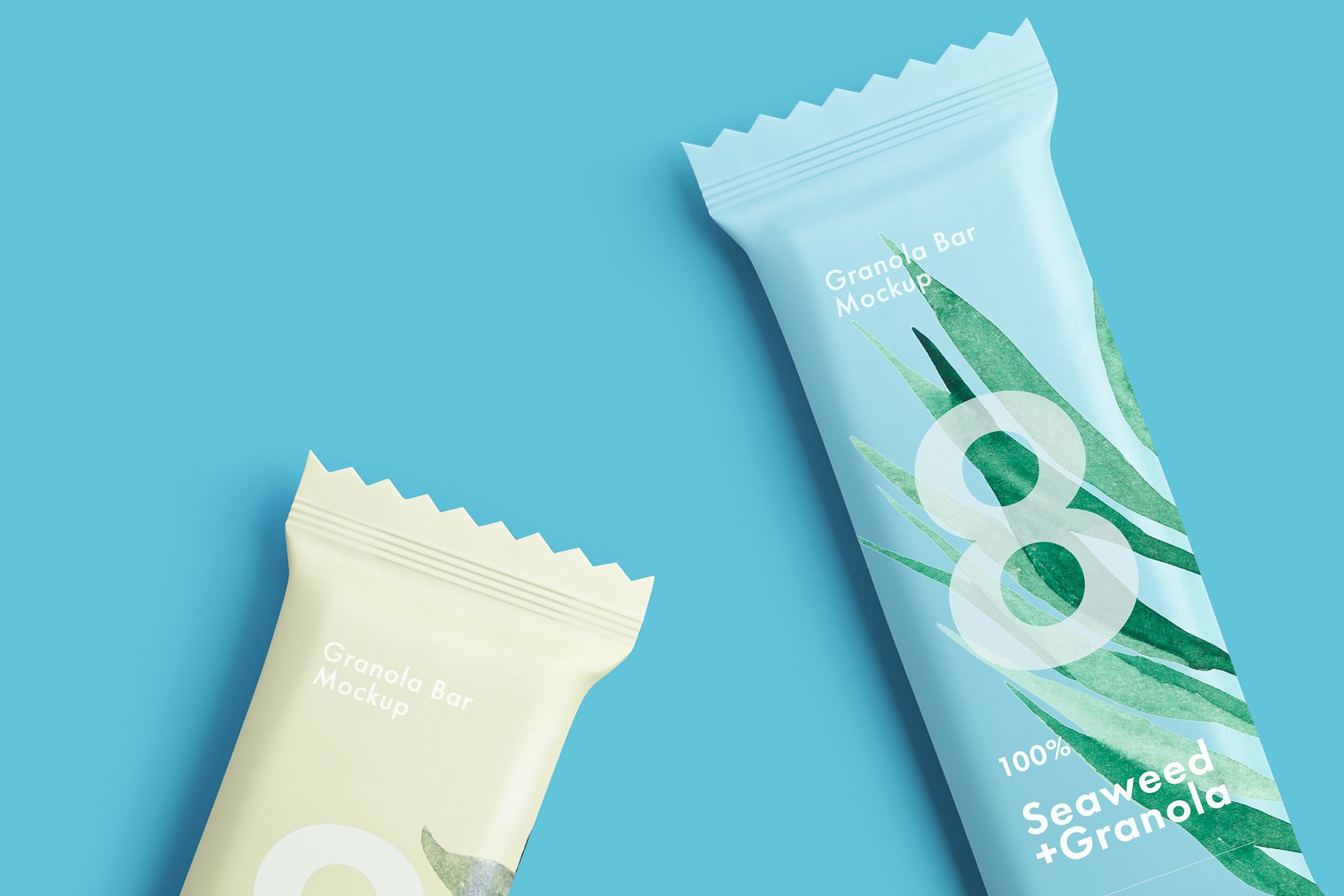 光泽的食品糖果塑料饼干袋包装展示样机 Granola Bar Mockup插图2
