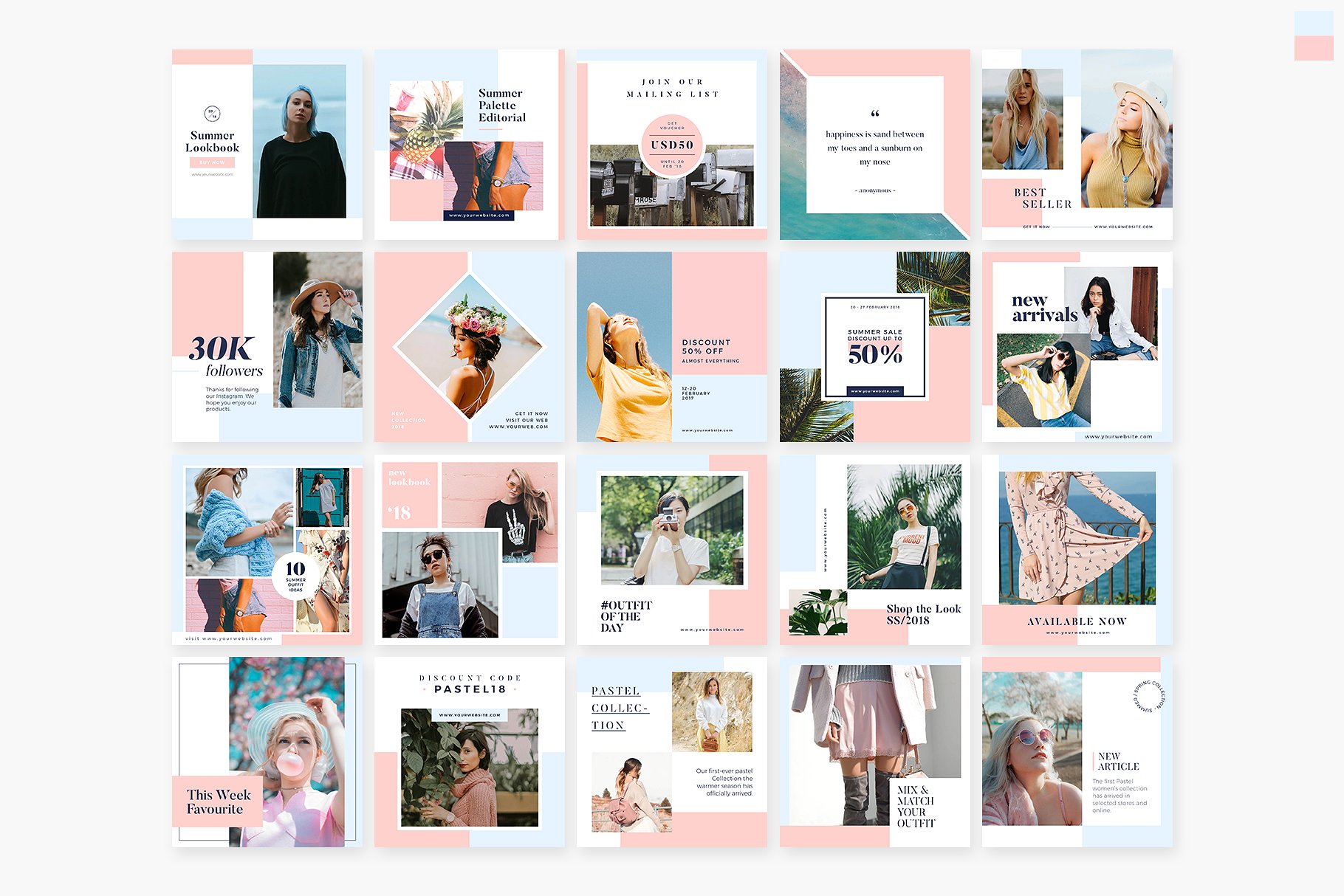女性服装摄影促销电商广告设计Instagram模板 Instagram Pack – Palette插图1