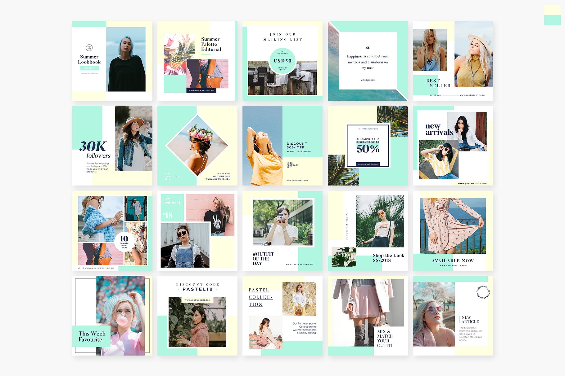 女性服装摄影促销电商广告设计Instagram模板 Instagram Pack – Palette插图3