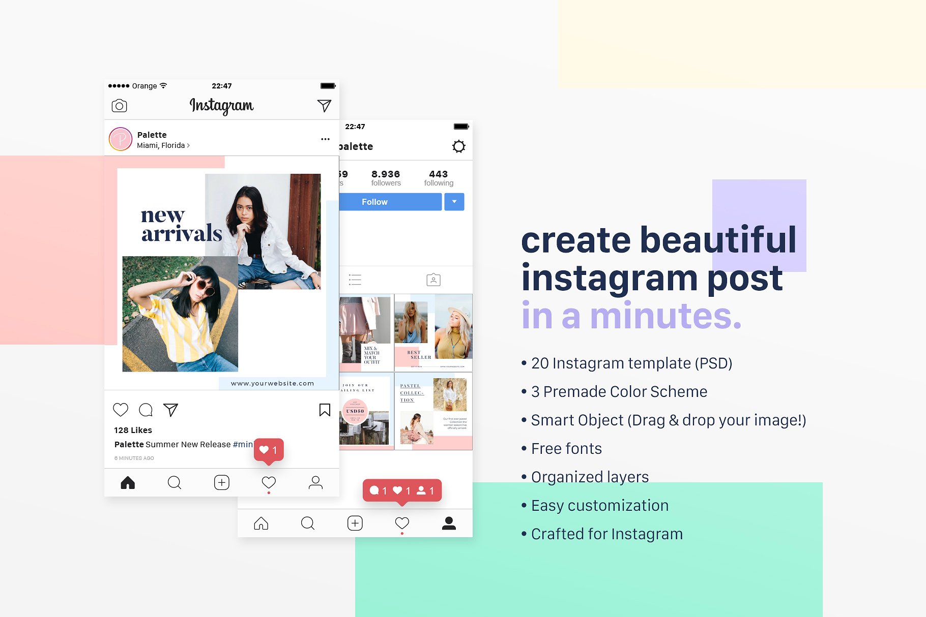 女性服装摄影促销电商广告设计Instagram模板 Instagram Pack – Palette插图4