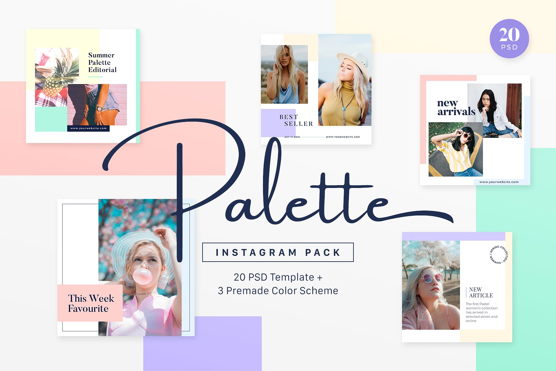 女性服装摄影促销电商广告设计Instagram模板 Instagram Pack – Palette插图
