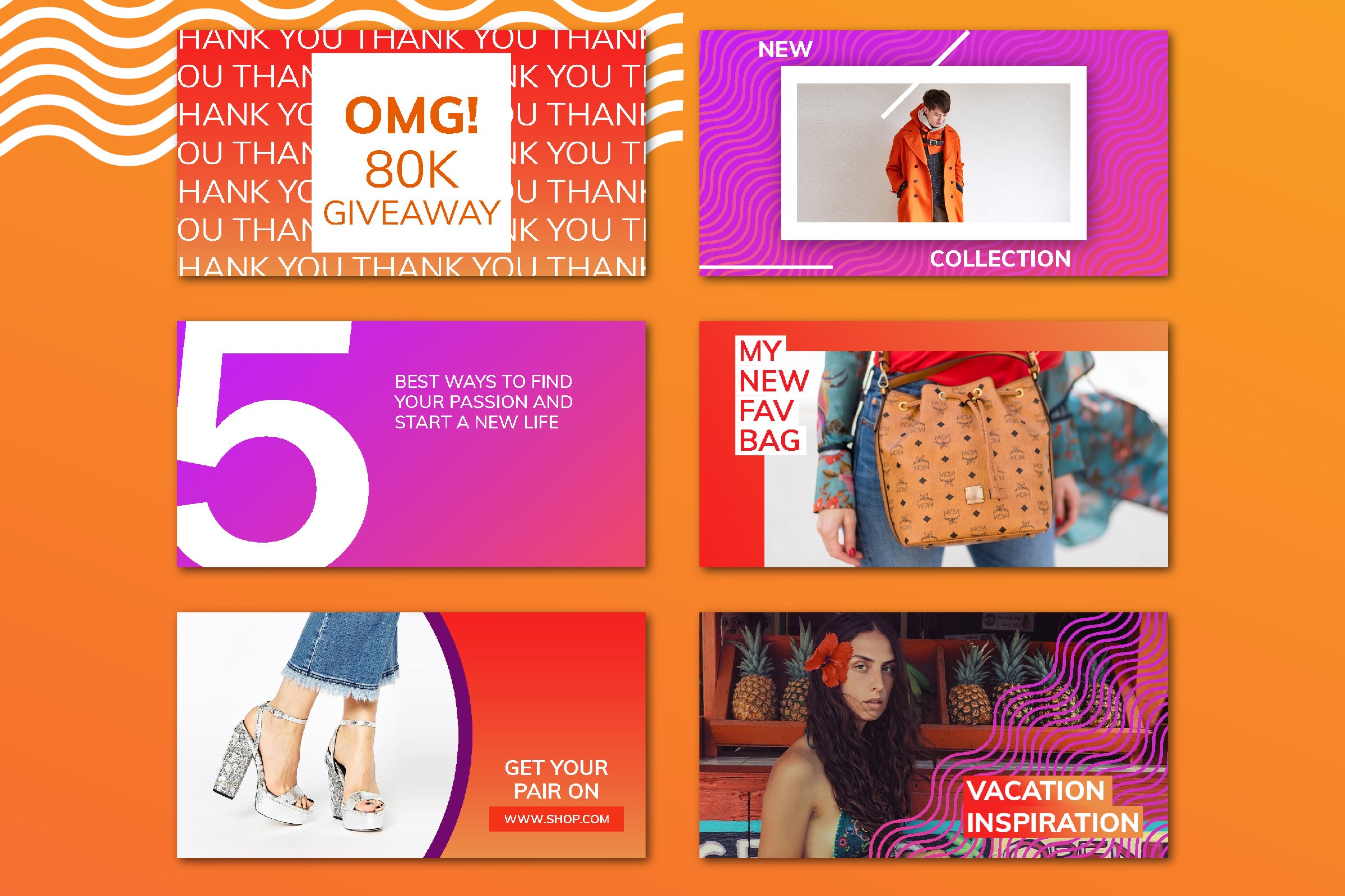 色彩明亮女性服装包包饰品电商营销海报朋友圈主图Instagram模板 Bright Social Media Kit插图2