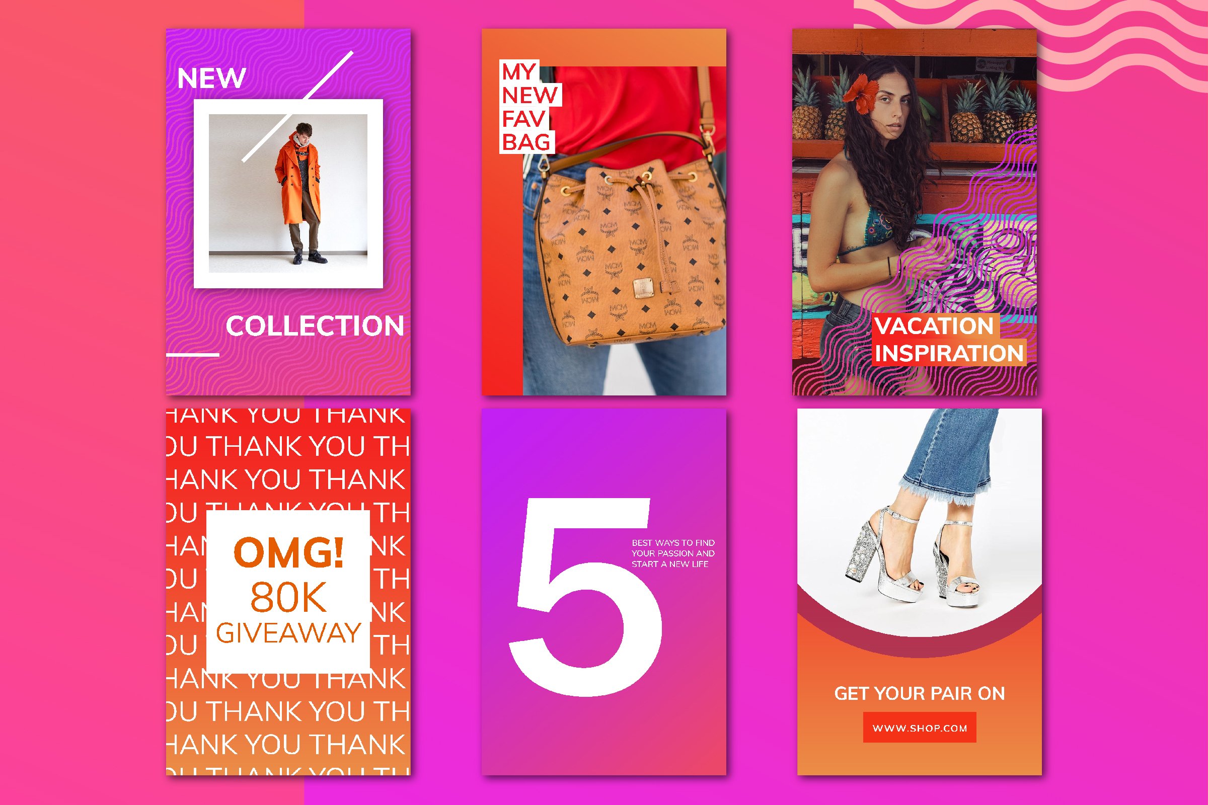 色彩明亮女性服装包包饰品电商营销海报朋友圈主图Instagram模板 Bright Social Media Kit插图4