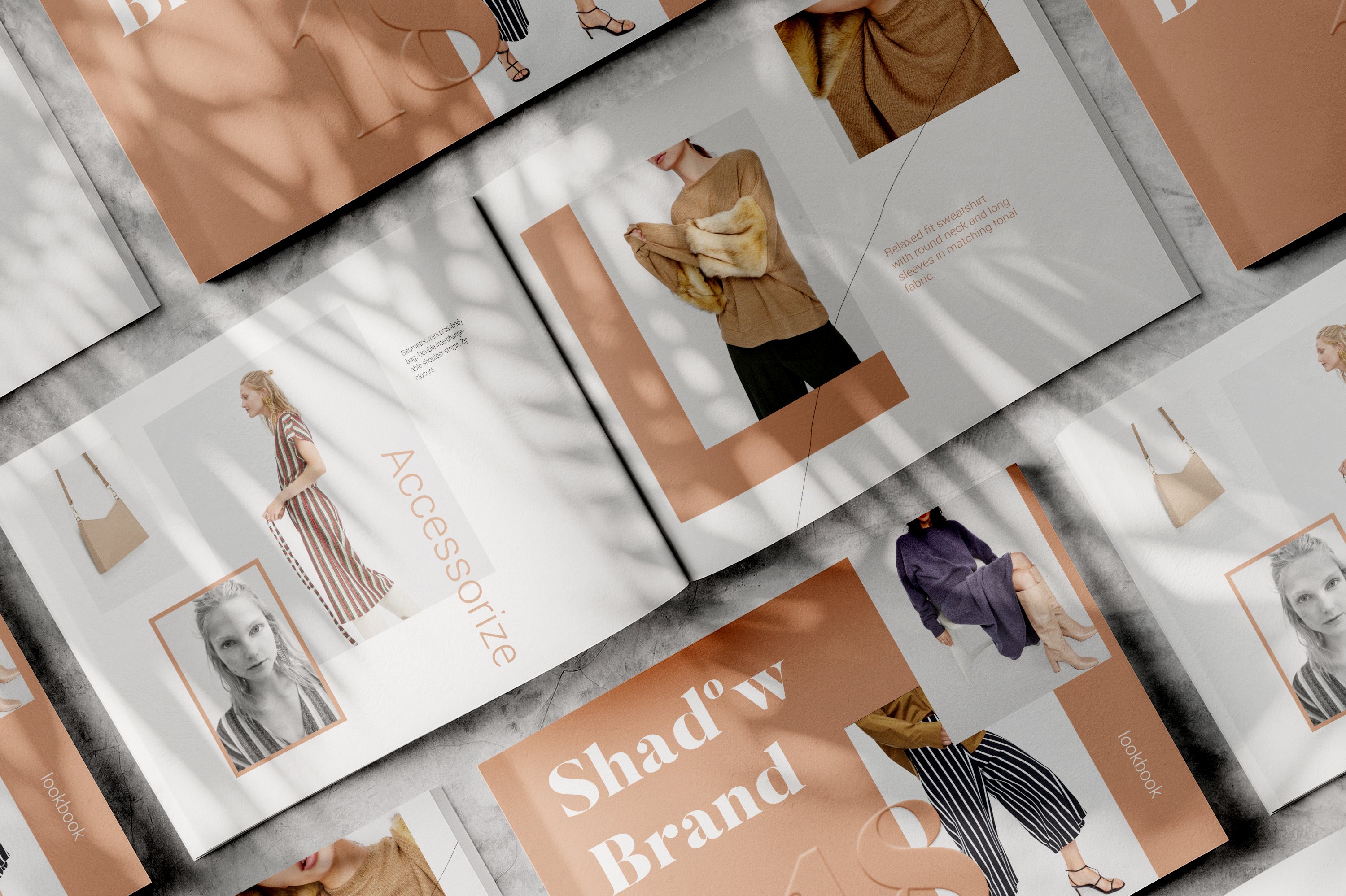 带有阴影的杂志画册设计提案展示样机 Shadow Brand – Magazine Mockups插图1
