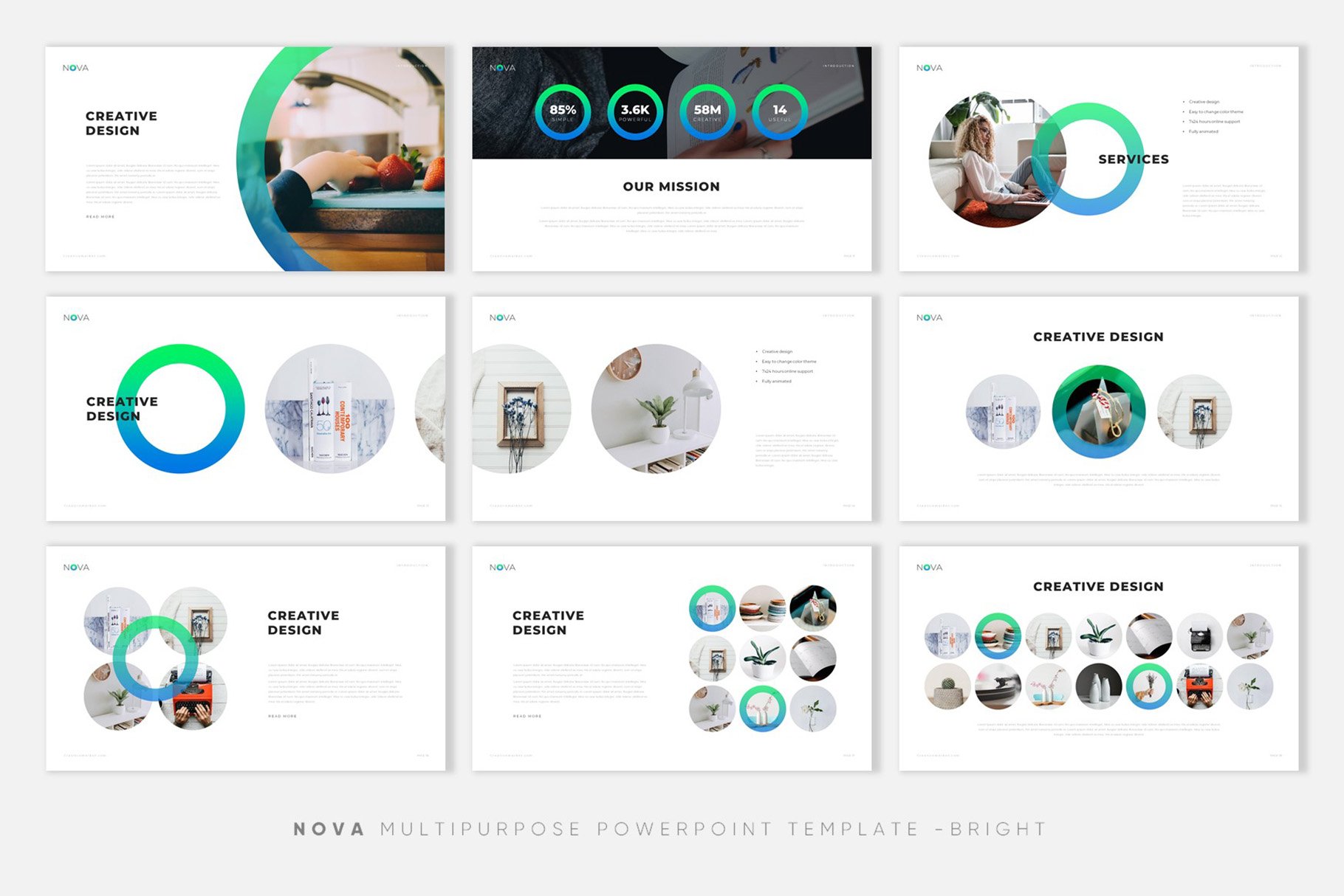 极简公司介绍项目业务策划PPT模板 NOVA Creative PowerPoint Template插图1