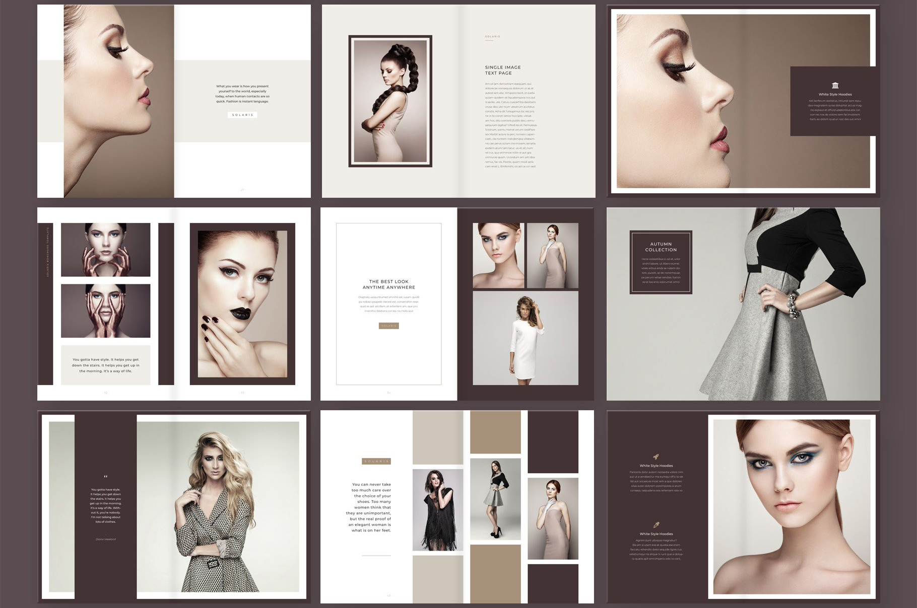 简约女装化妆品营销INDD画册模板 Solaris Complete Pack插图8