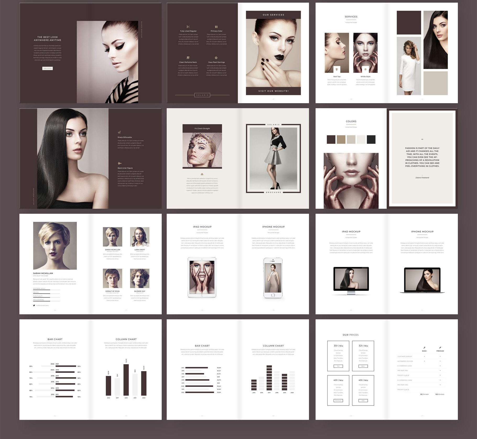 简约女装化妆品营销INDD画册模板 Solaris Complete Pack插图9