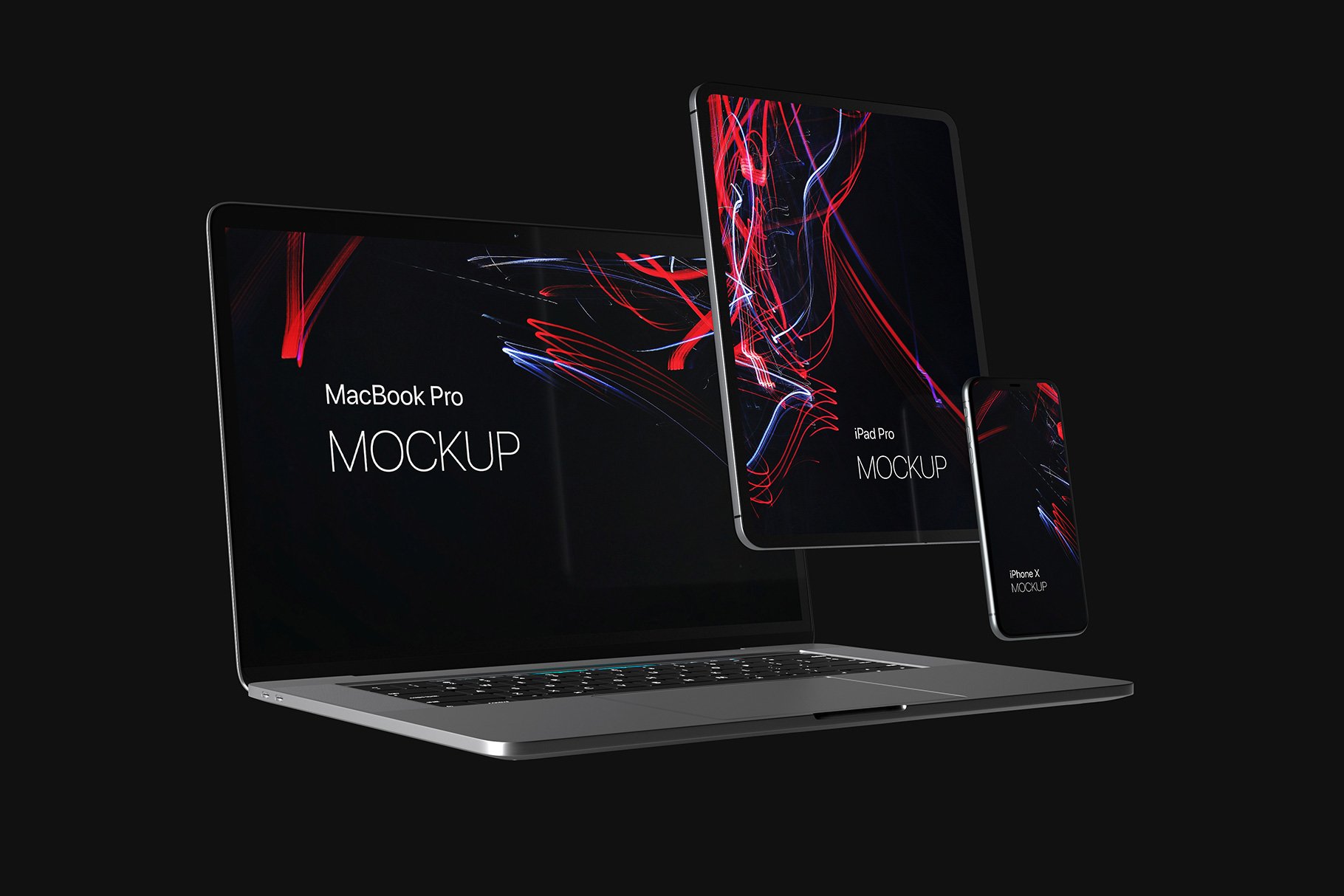 黑色系网站UI设计提案苹果设备展示样机合集 Black Apple Devices Mockup Set插图4
