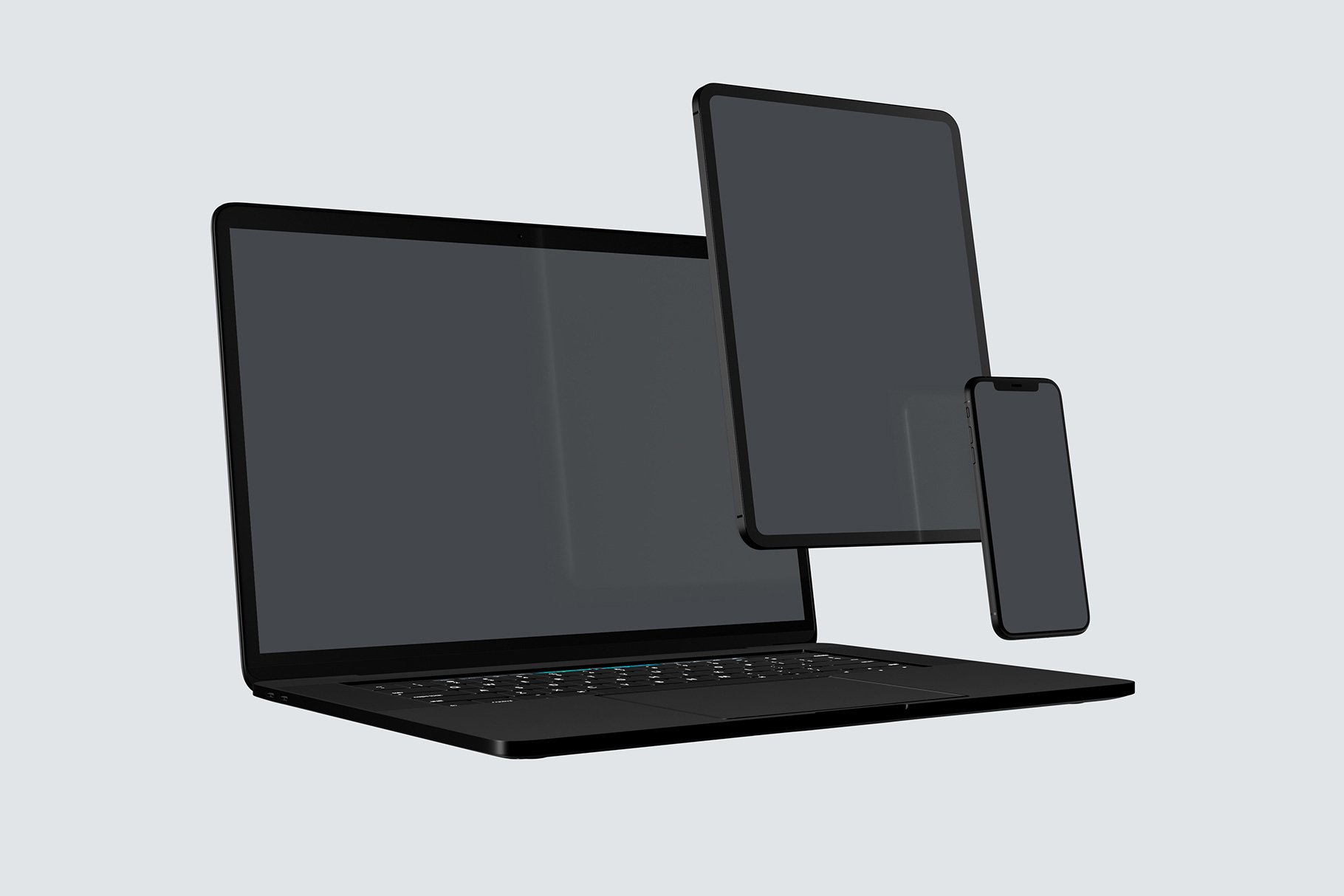 黑色系网站UI设计提案苹果设备展示样机合集 Black Apple Devices Mockup Set插图10