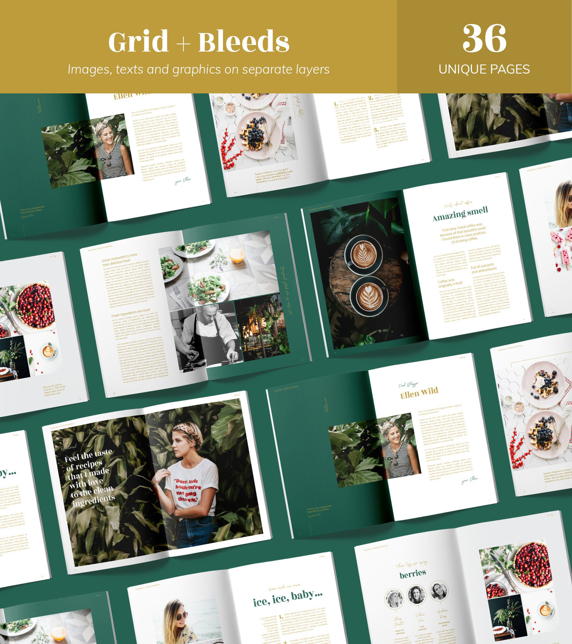 绿色烹饪料理男女服装营销INDD画册模板 Green Duo Pack Magazine Templates插图6