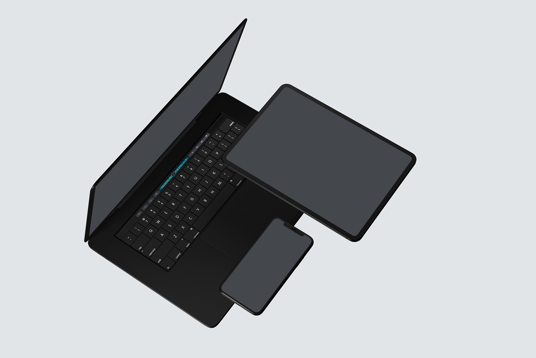 黑色系网站UI设计提案苹果设备展示样机合集 Black Apple Devices Mockup Set插图11