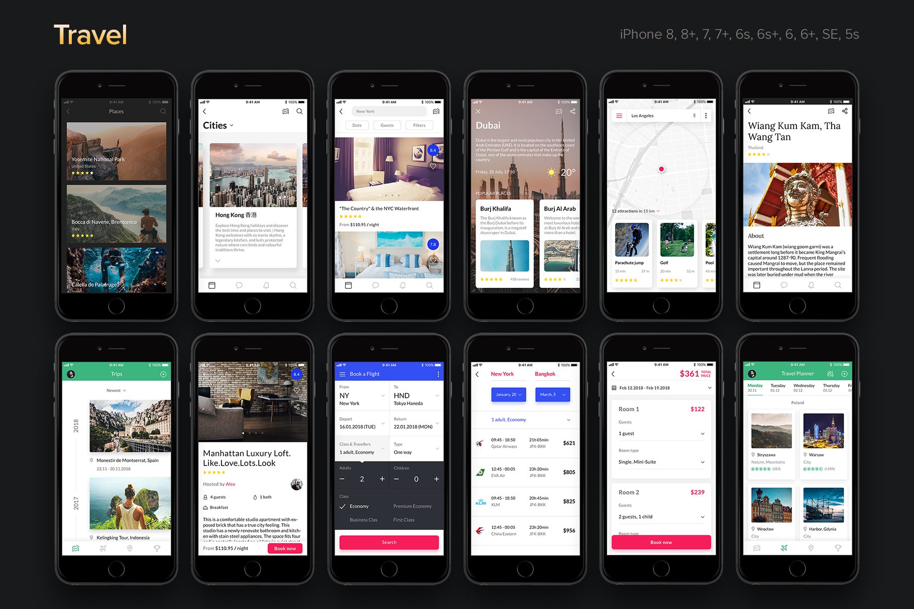 超巨量多功能社交旅行交友苹果手机APP UI套件 Awesome iOS UI Kit插图18