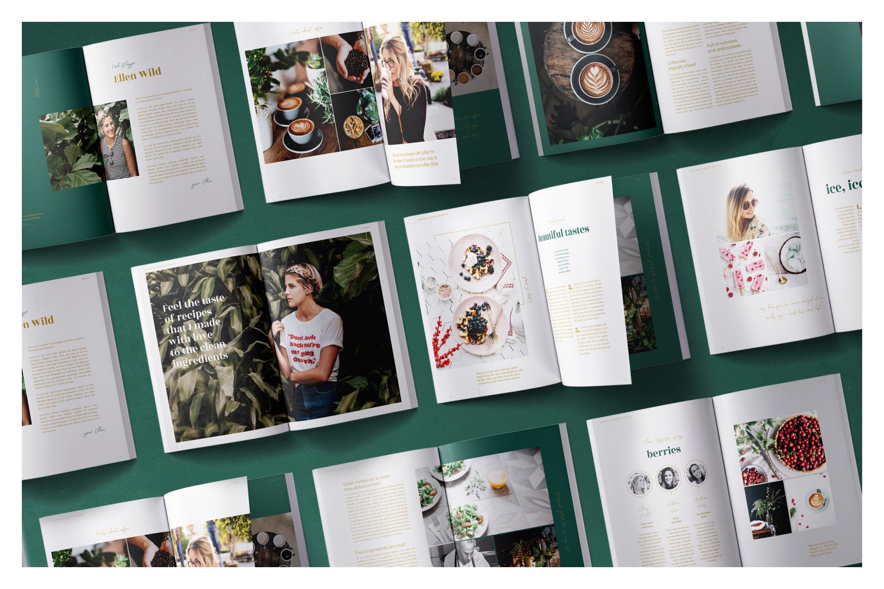 绿色烹饪料理男女服装营销INDD画册模板 Green Duo Pack Magazine Templates插图7