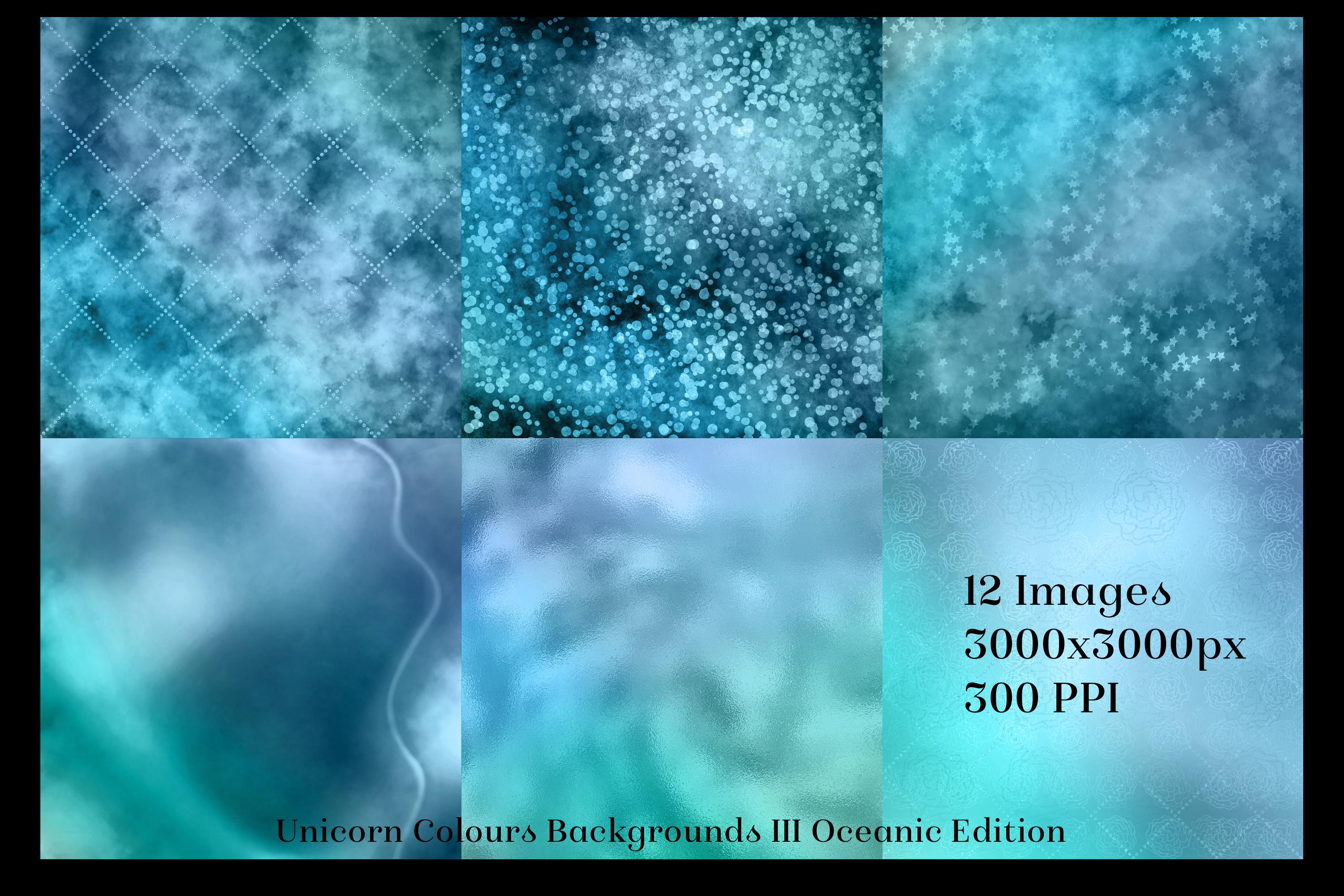 海洋蓝绿松石背景纹理 Unicorn Colours Backgrounds III Oceanic Edition插图1