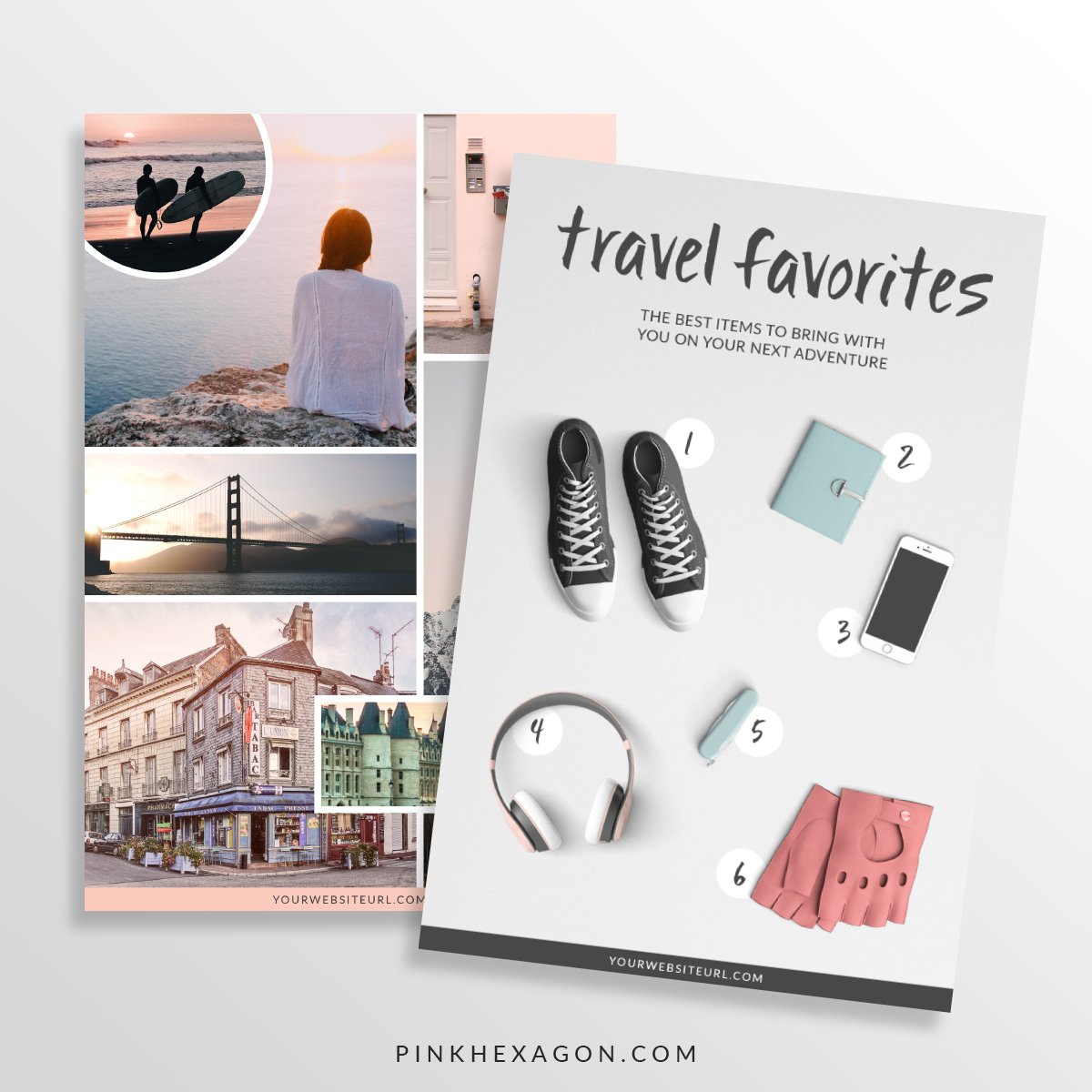 女性旅游摄影照片展示PSD海报Instagram模板 Wanderlust 10 Social Media Templates插图2