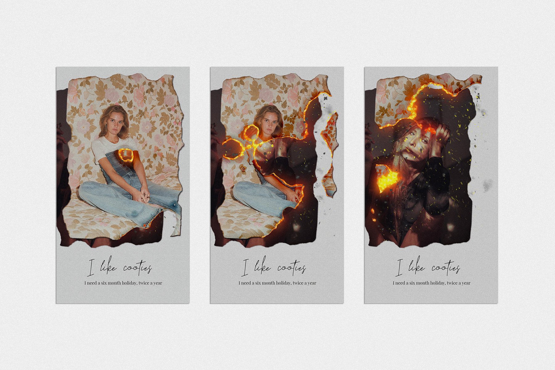 纸张燃烧效果服装营销PSD海报朋友圈Instagram模板 Animated Burning Paper Instagram Stories插图3