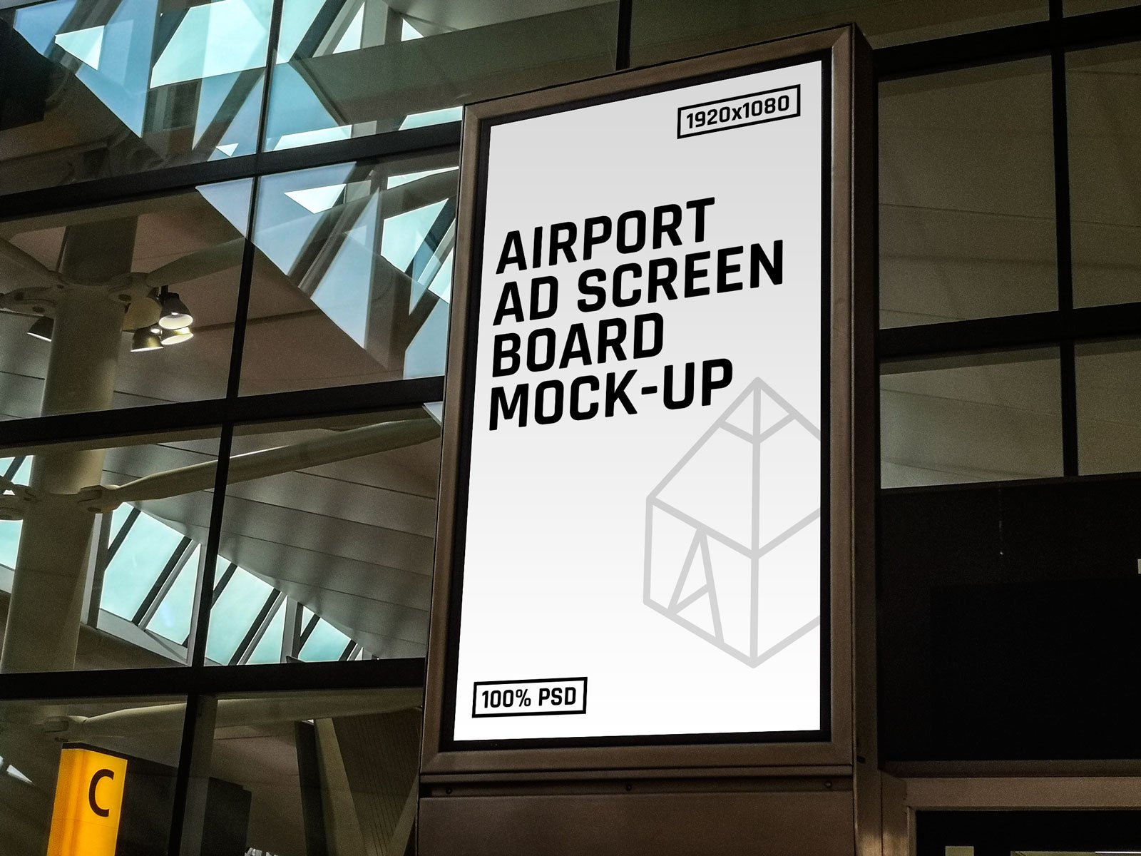 8款机场地铁商场户外灯箱广告展示样机 8 Airport Ad Screen Mock-Ups Set插图5