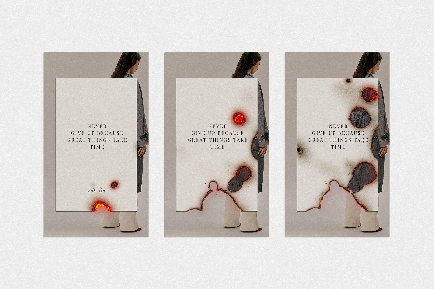 纸张燃烧效果服装营销PSD海报朋友圈Instagram模板 Animated Burning Paper Instagram Stories插图5