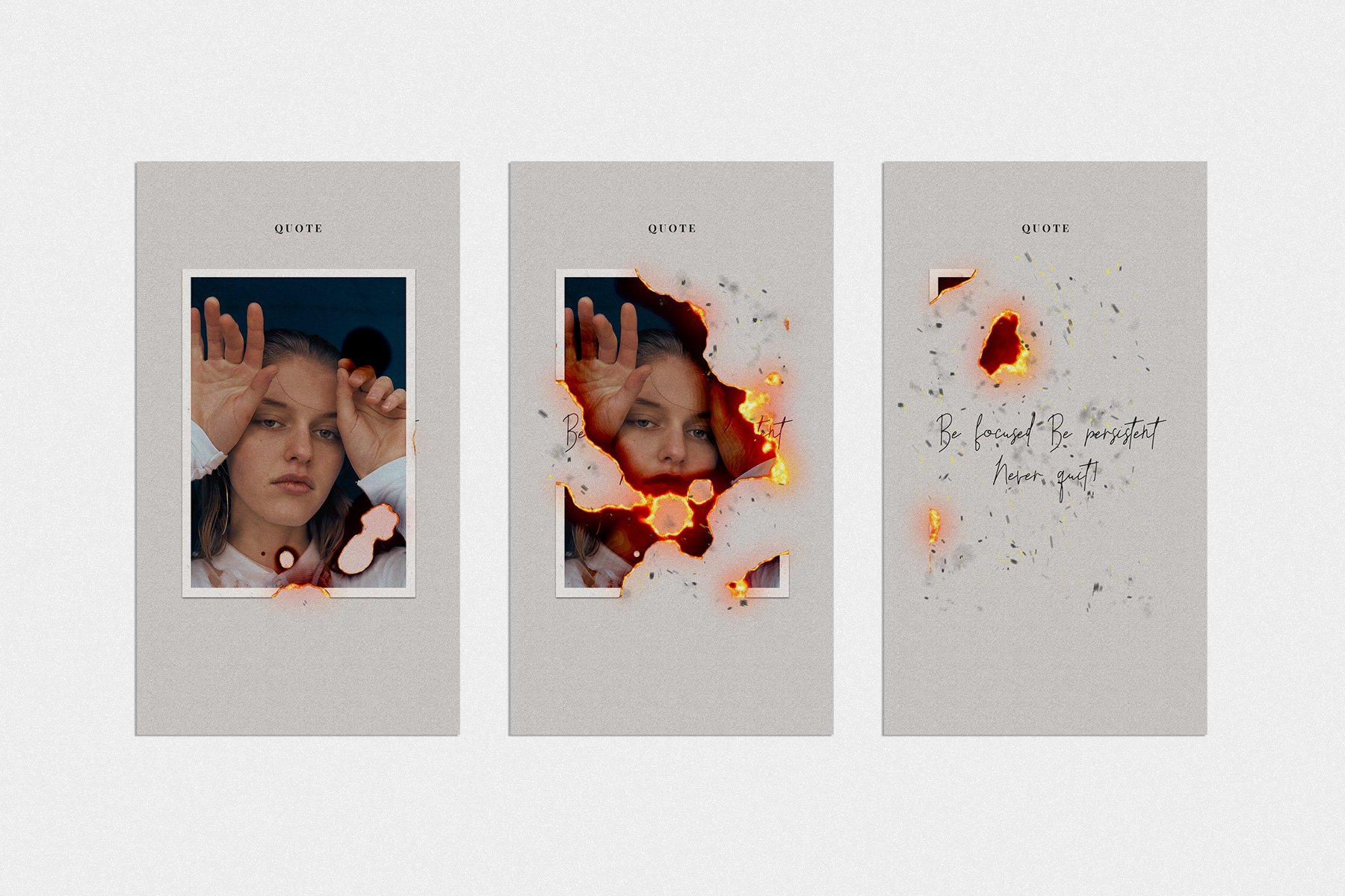 纸张燃烧效果服装营销PSD海报朋友圈Instagram模板 Animated Burning Paper Instagram Stories插图6