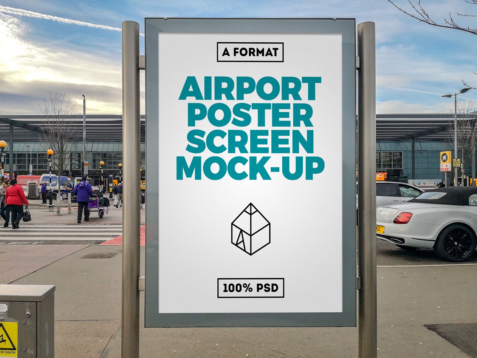 8款机场地铁商场户外灯箱广告展示样机 8 Airport Ad Screen Mock-Ups Set插图7