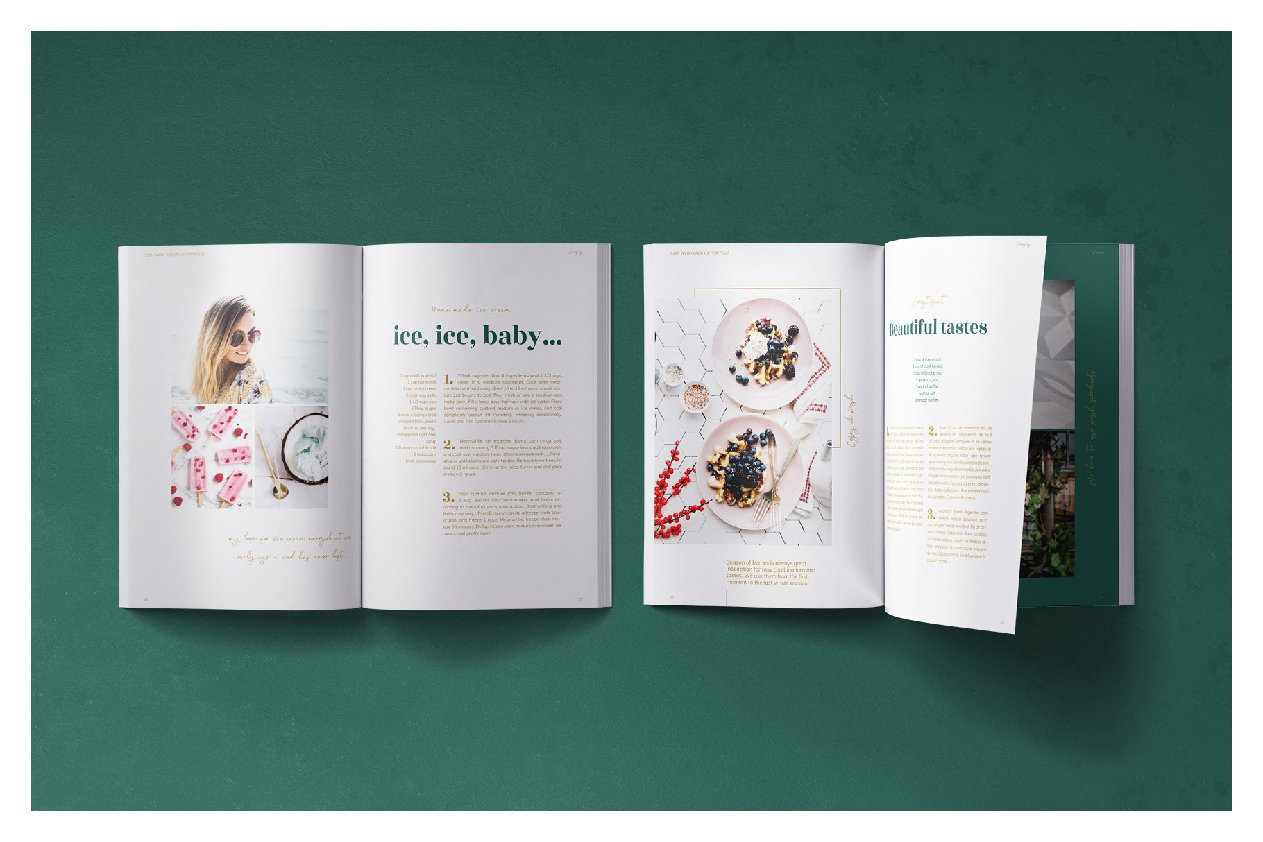 绿色烹饪料理男女服装营销INDD画册模板 Green Duo Pack Magazine Templates插图18