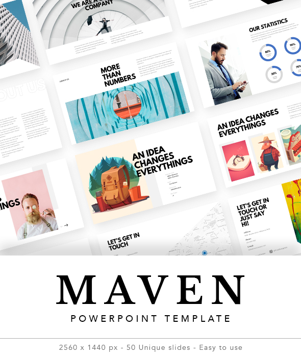 现代简约创意公司团队介绍个人简历PPT模板 Maven – Creative Simple Powerpoint Template插图