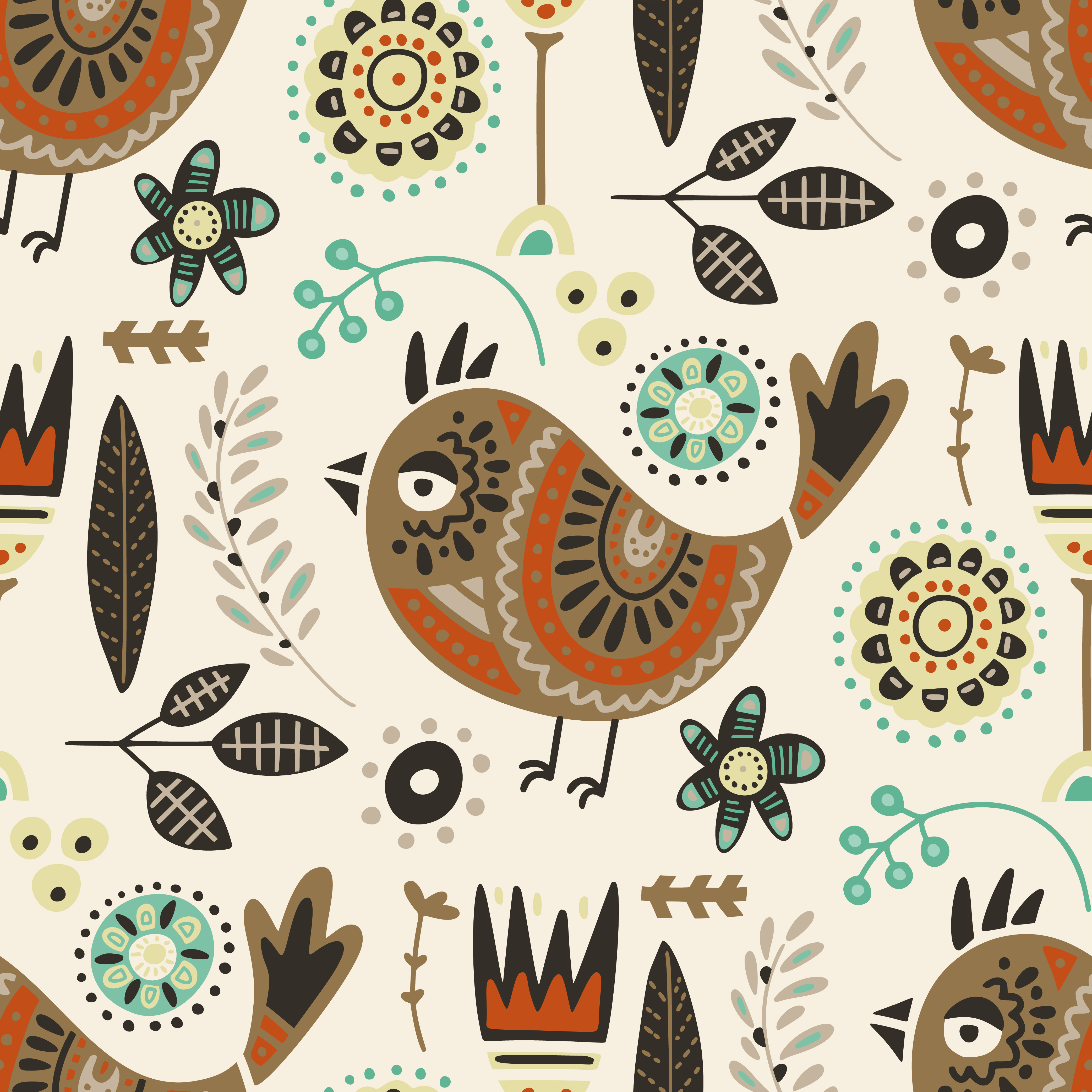 复古民族手绘夏天动物鸟装饰EPS矢量图 Vintage Decorative Ethnic Summer Patterns Animals And Birds插图7