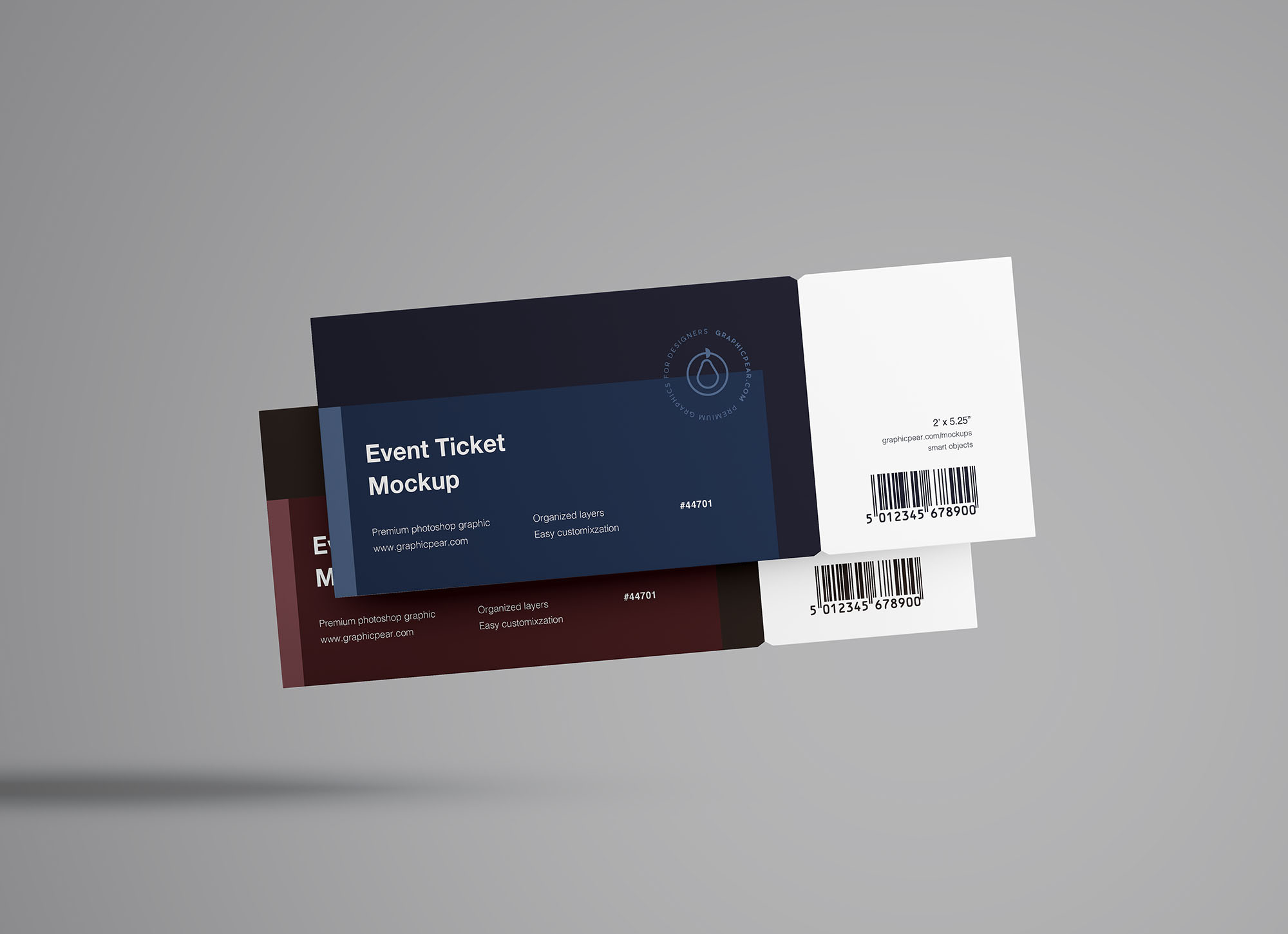 优惠券飞机票门票电影票设计展示样机PSD智能贴图模板 Floating Tickets Mockup插图